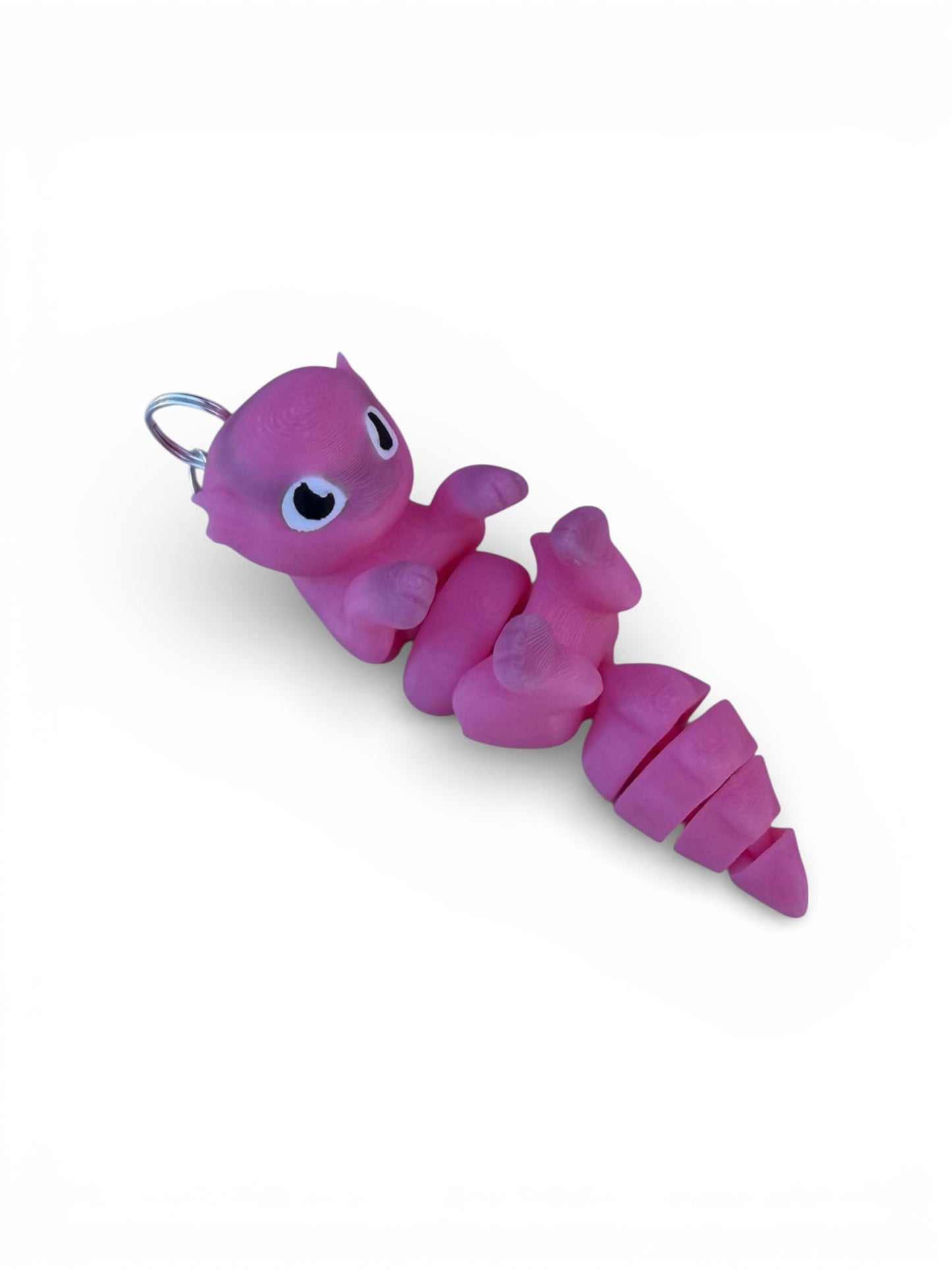 Axolotl FlexiPets™ Articulated Keychain, Pink, Flexible Segmented Body Design