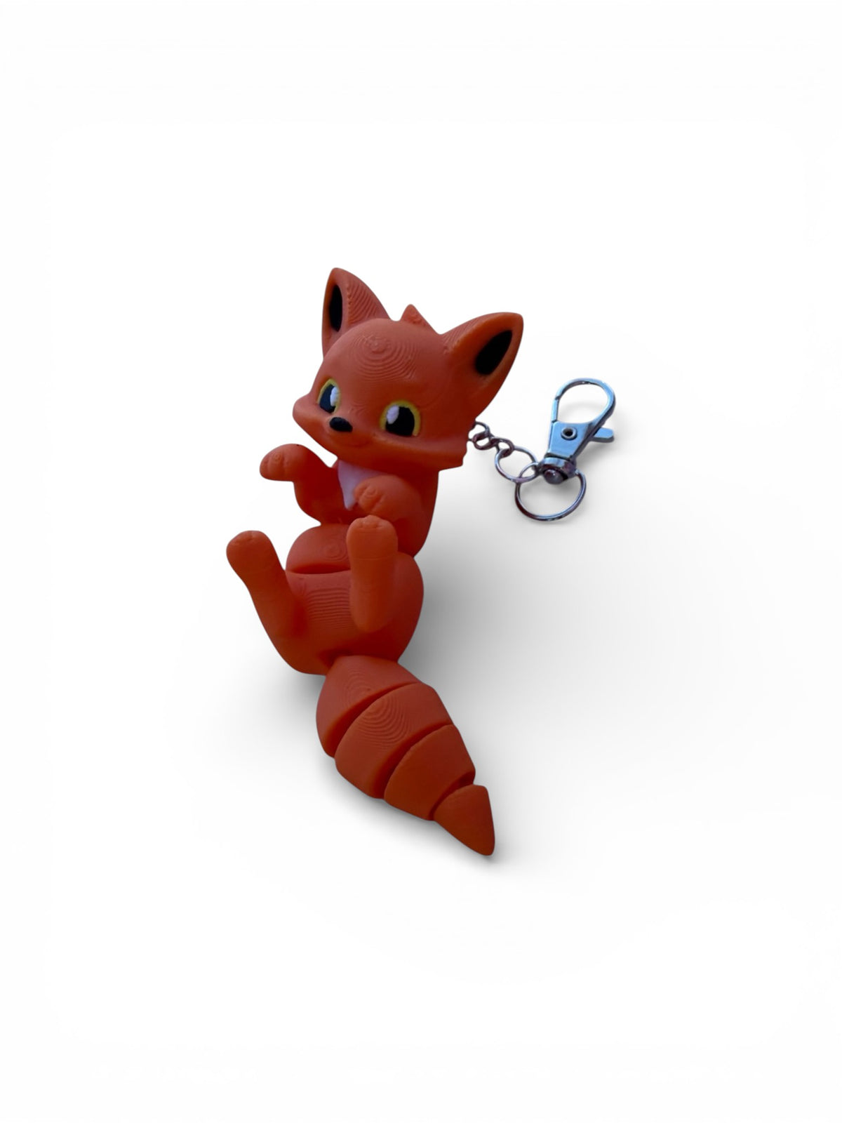 3D Printed Articulated Fox Keychain, Orange, Flexible Fidget Toy with Lobster Clasp, Cute Animal Figure