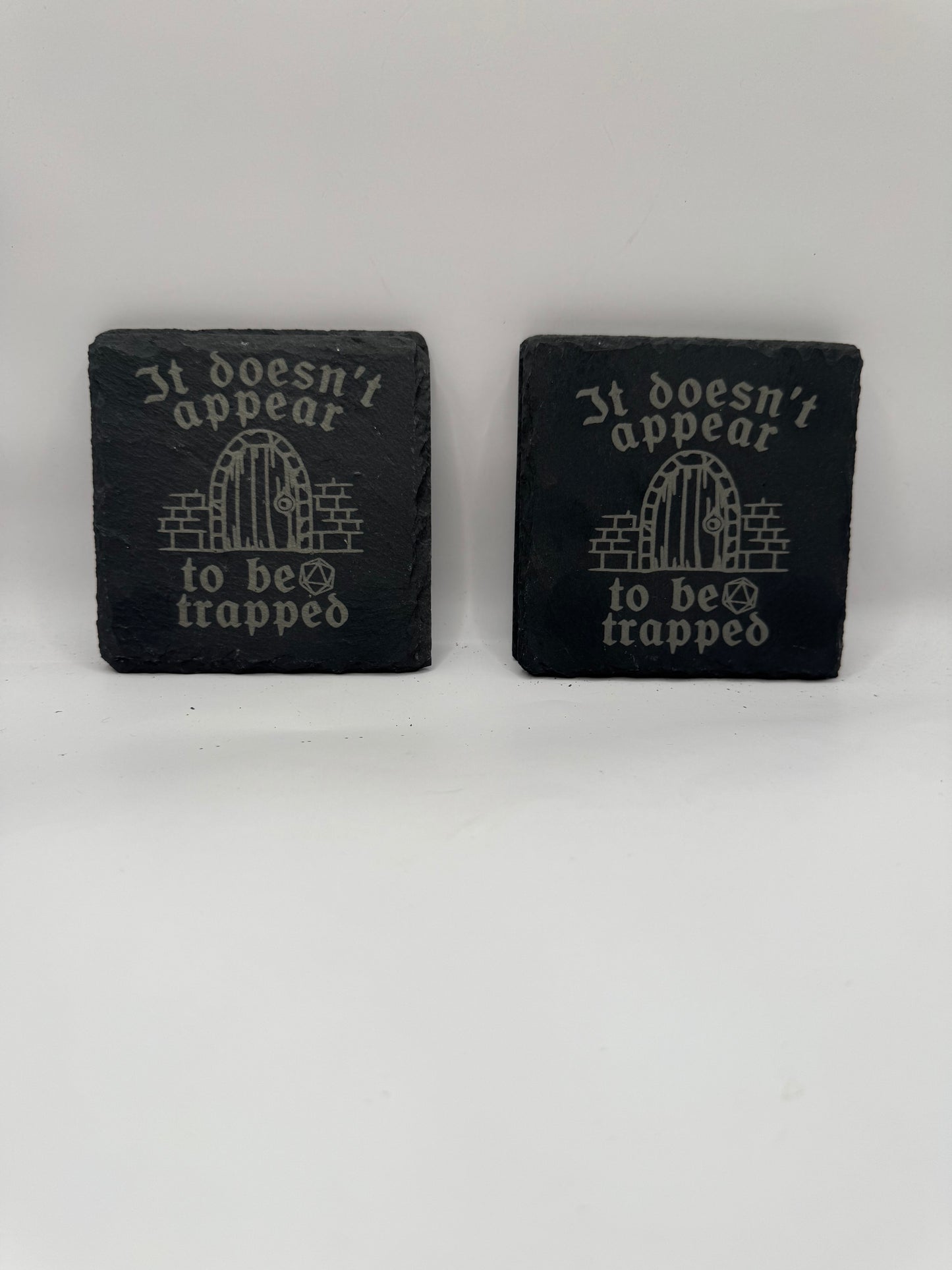 Natural Slate Drink Coasters, Black Stone, It Doesnt Appear to Be Trapped, Set of 4