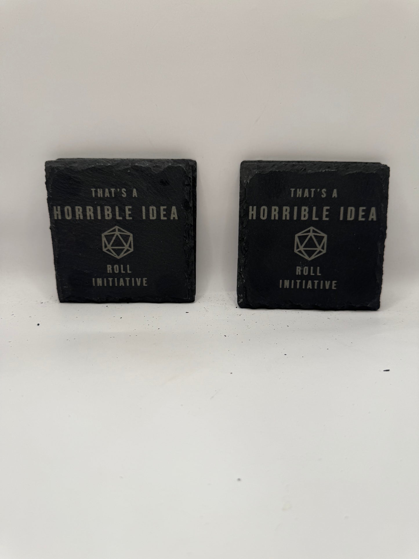Natural Slate Decorative Coasters with Geometric Design, Black, Set of 4
