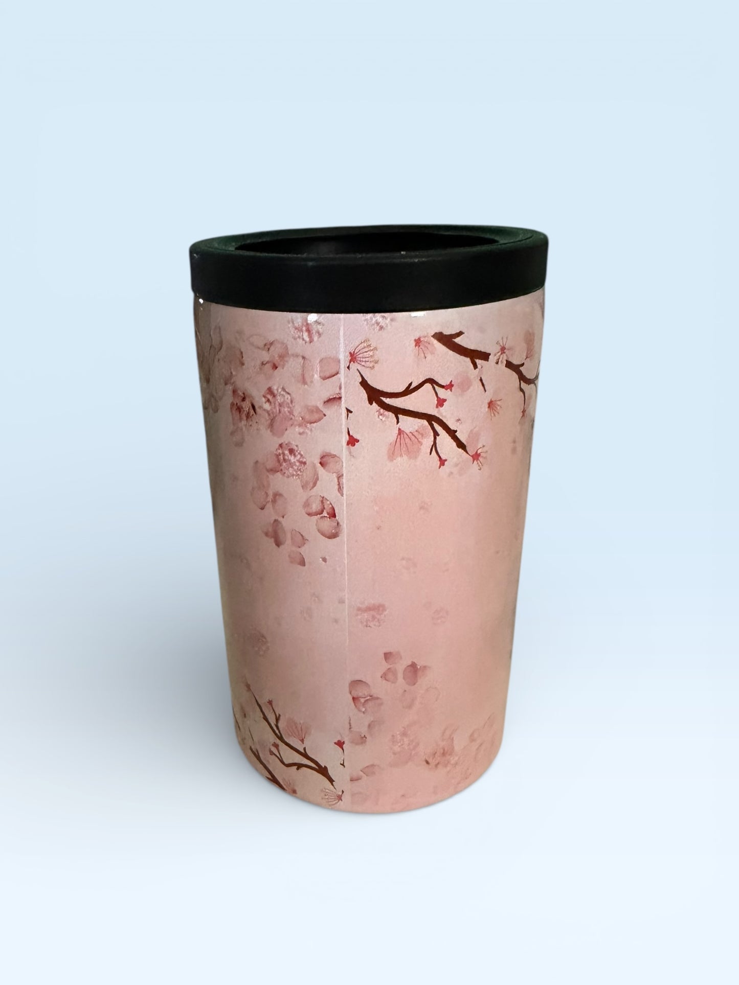 Nurse Squad Insulated Can Cooler, Pink with Messy Bun Girl Design, Stainless Steel Beverage Holder with Black Rim