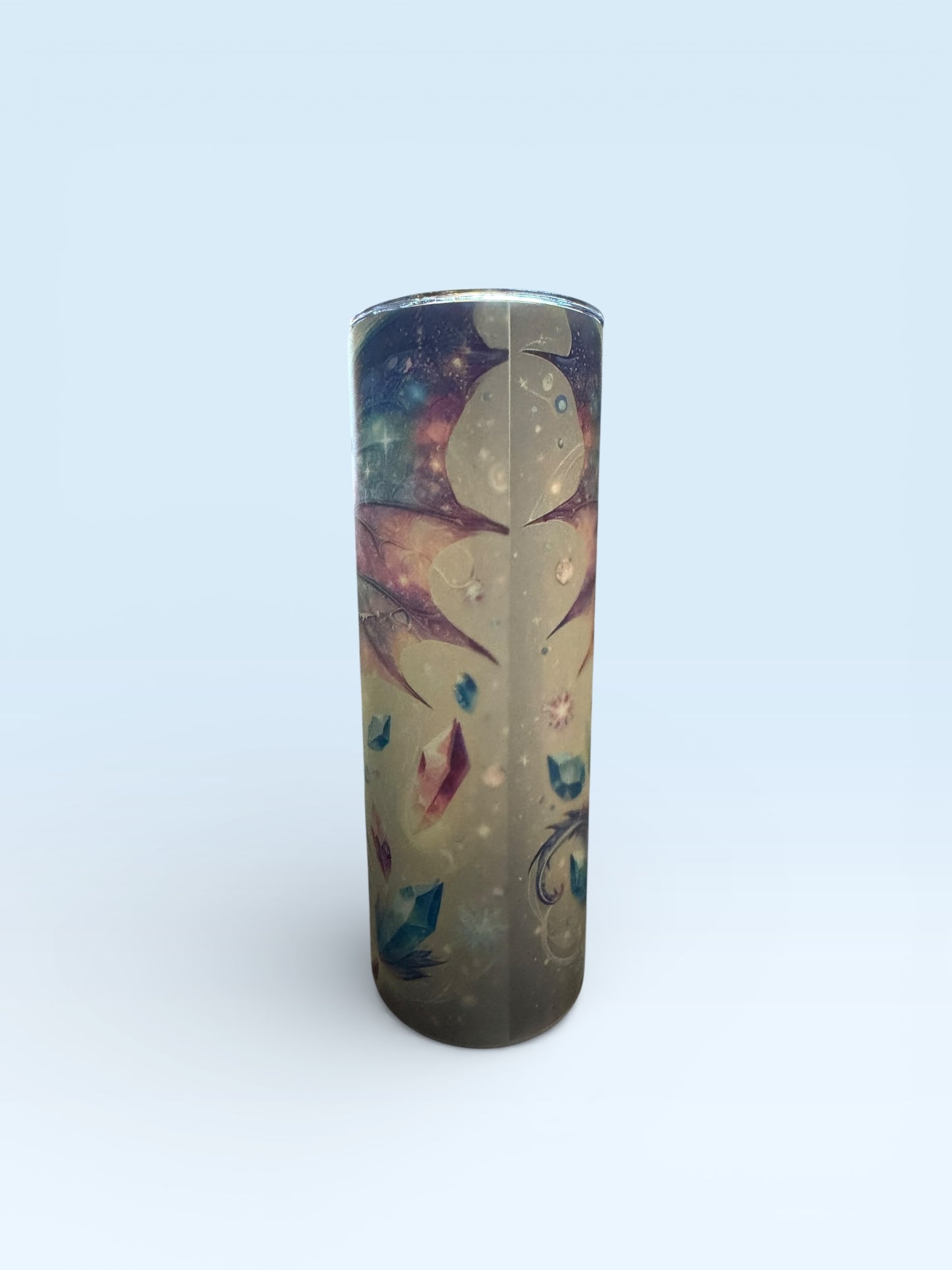 Glow in the Dark Tumbler, Fantasy Dragon Design, Insulated Stainless Steel Travel Mug with Lid