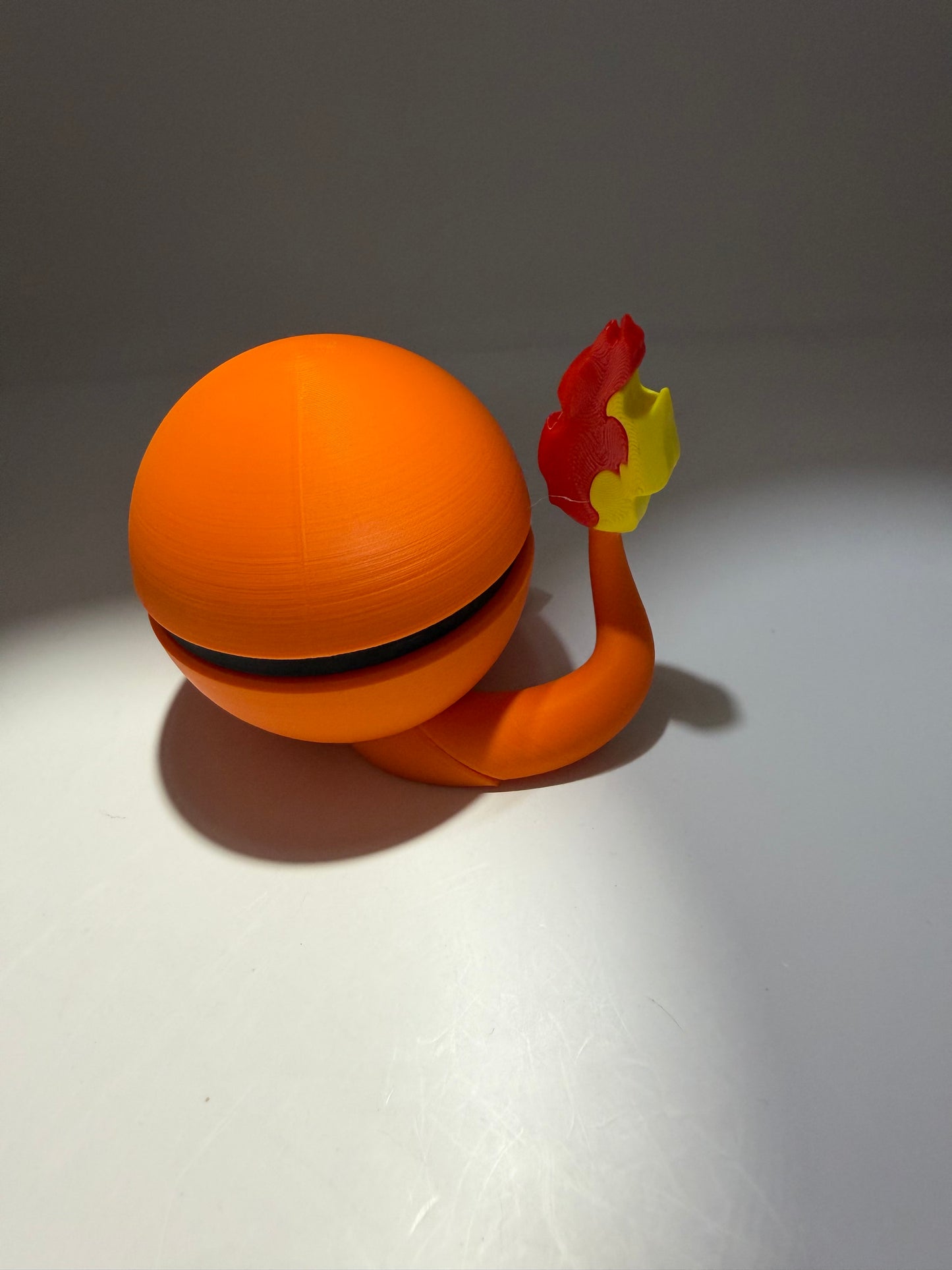 3D Printed Charmander Pokeball Figure, Orange, Collectible Toy, Fan Art Desk Decor