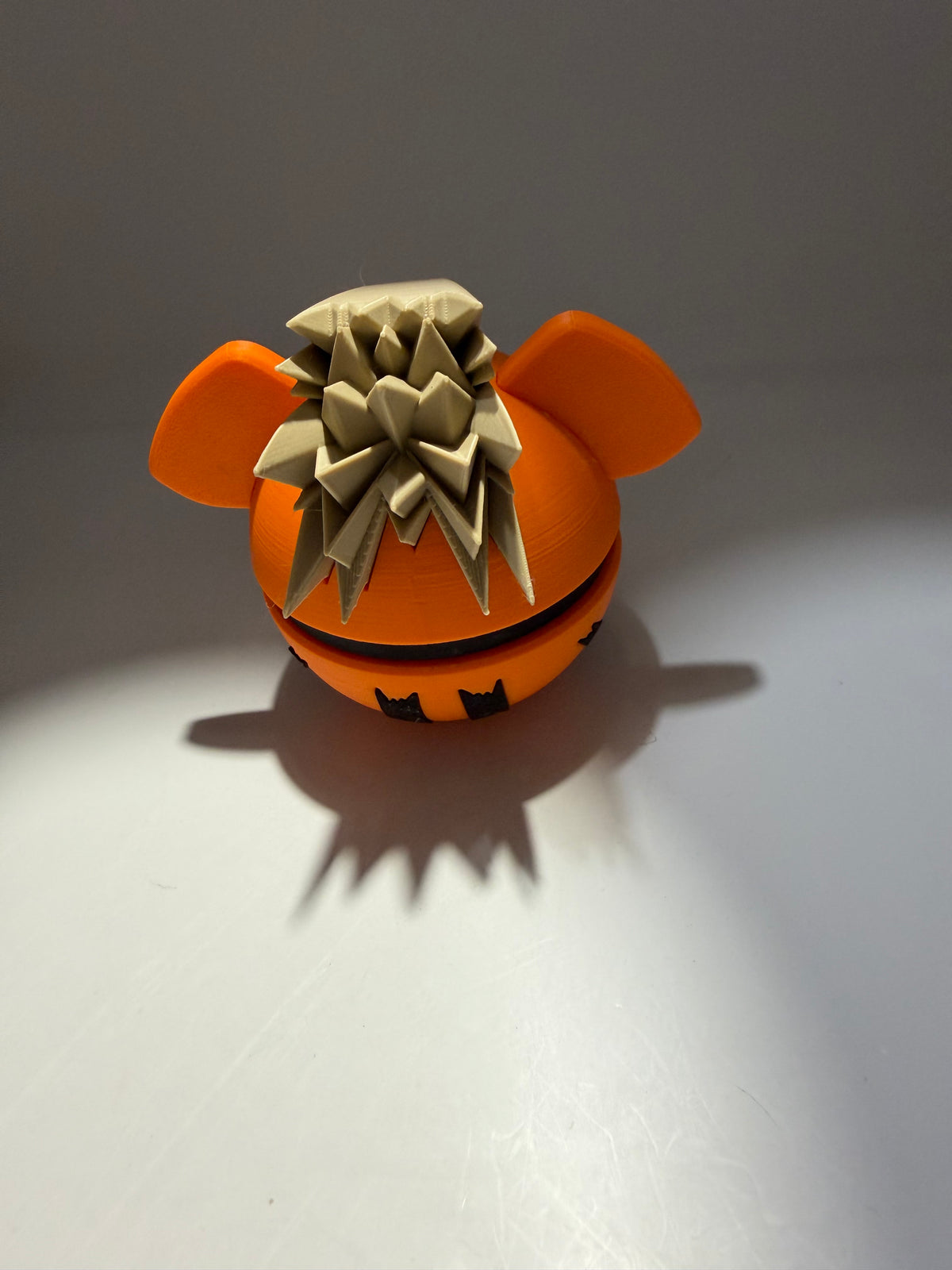 3D Printed Growlithe Pokeball Figurine, Orange, Collectible Fan Art Desk Decor