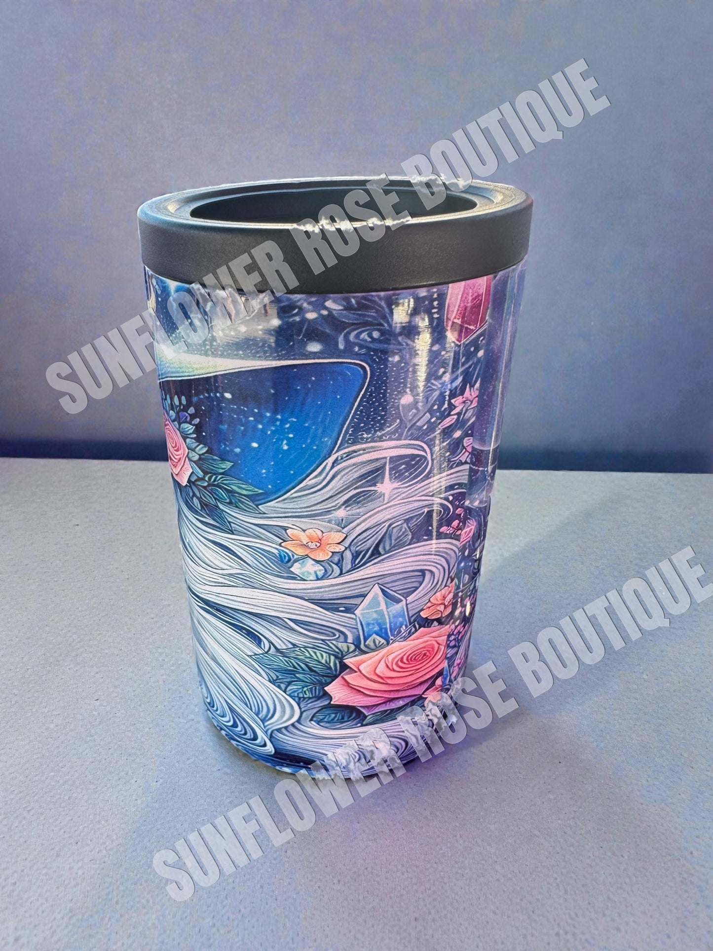 Insulate Can Cooler, Celestial Woman with Roses Design, Stainless Steel, Double Wall