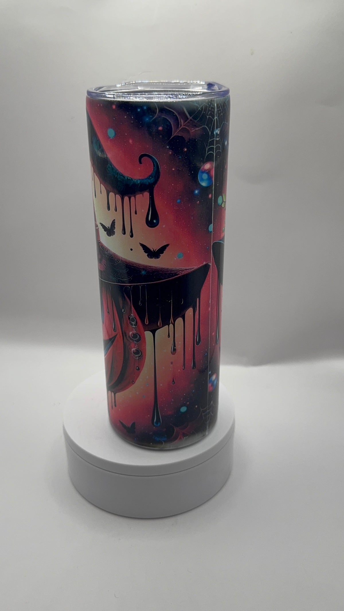 Halloween Gothic Tumbler, 20oz Stainless Steel Travel Mug, Floral Pumpkin Design, Double Wall Insulated Cup