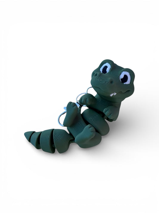 Alligator FlexiPets™ Articulated Keychain, Green Flexible Fidget Toy with Lobster Clasp