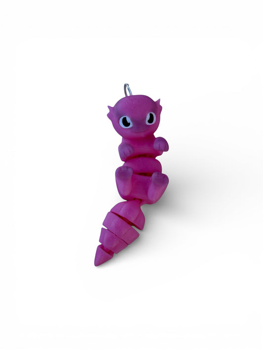 Axolotl FlexiPets™ Articulated Keychain, Pink, Flexible Segmented Body Design