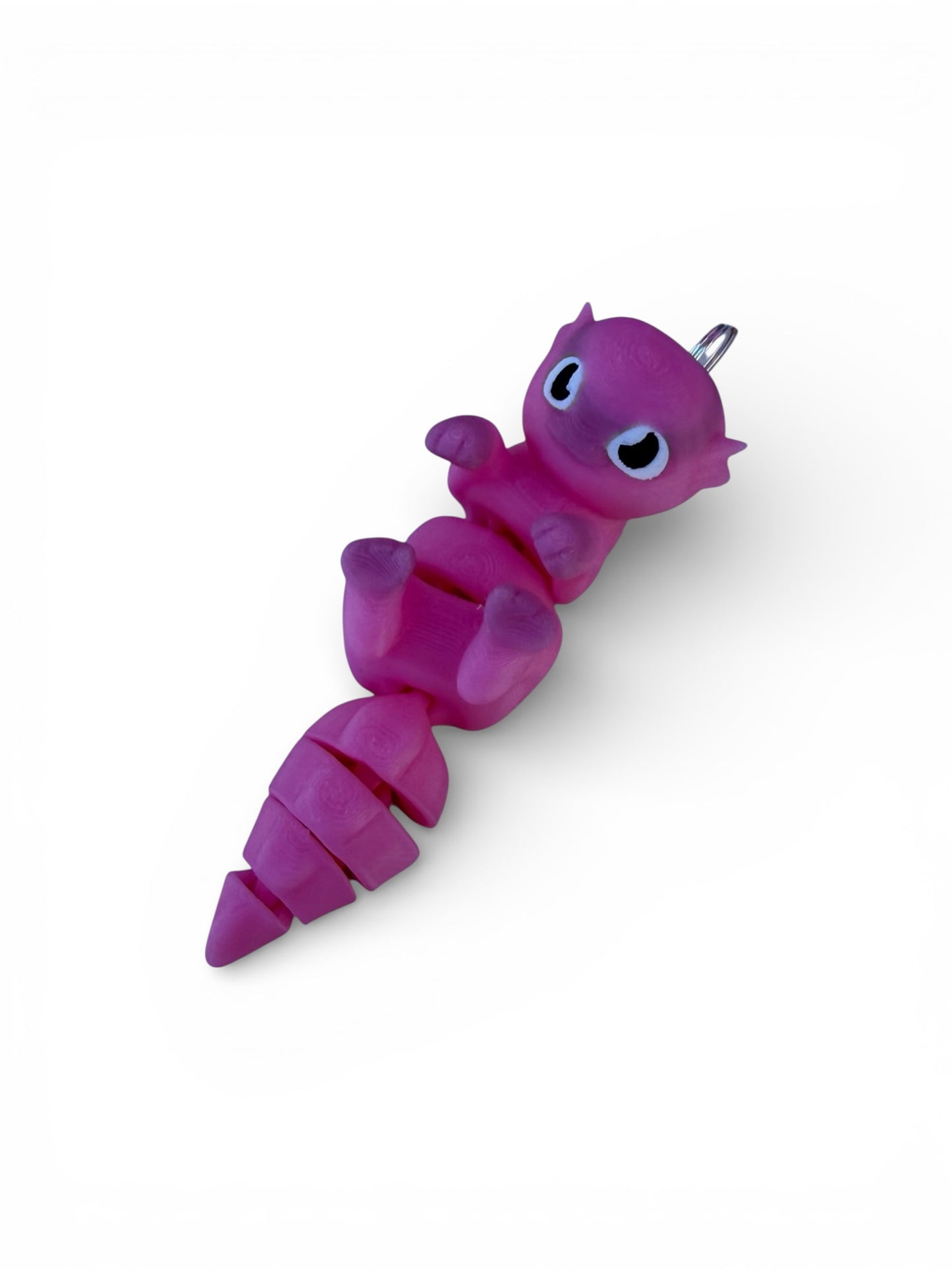 Axolotl FlexiPets™ Articulated Keychain, Pink, Flexible Segmented Body Design