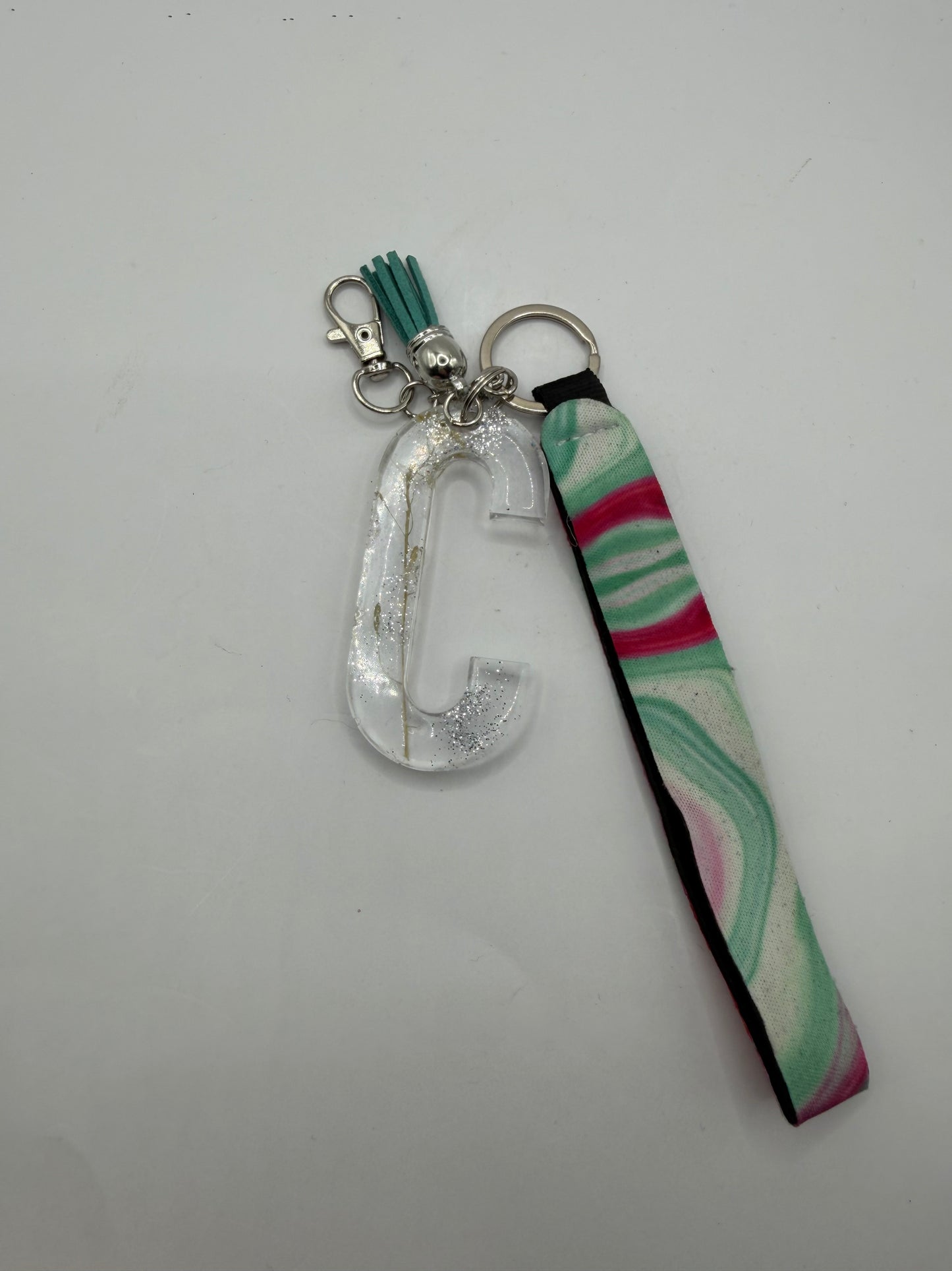 Glitter Lanyard Keychain with Metal Hook