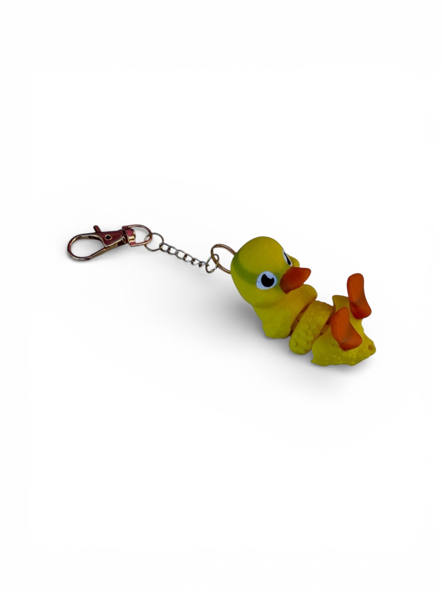 Yellow Duck FlexiPets™ Keychain with Lobster Clasp, Cute Animal Charm, Orange Feet and Beak