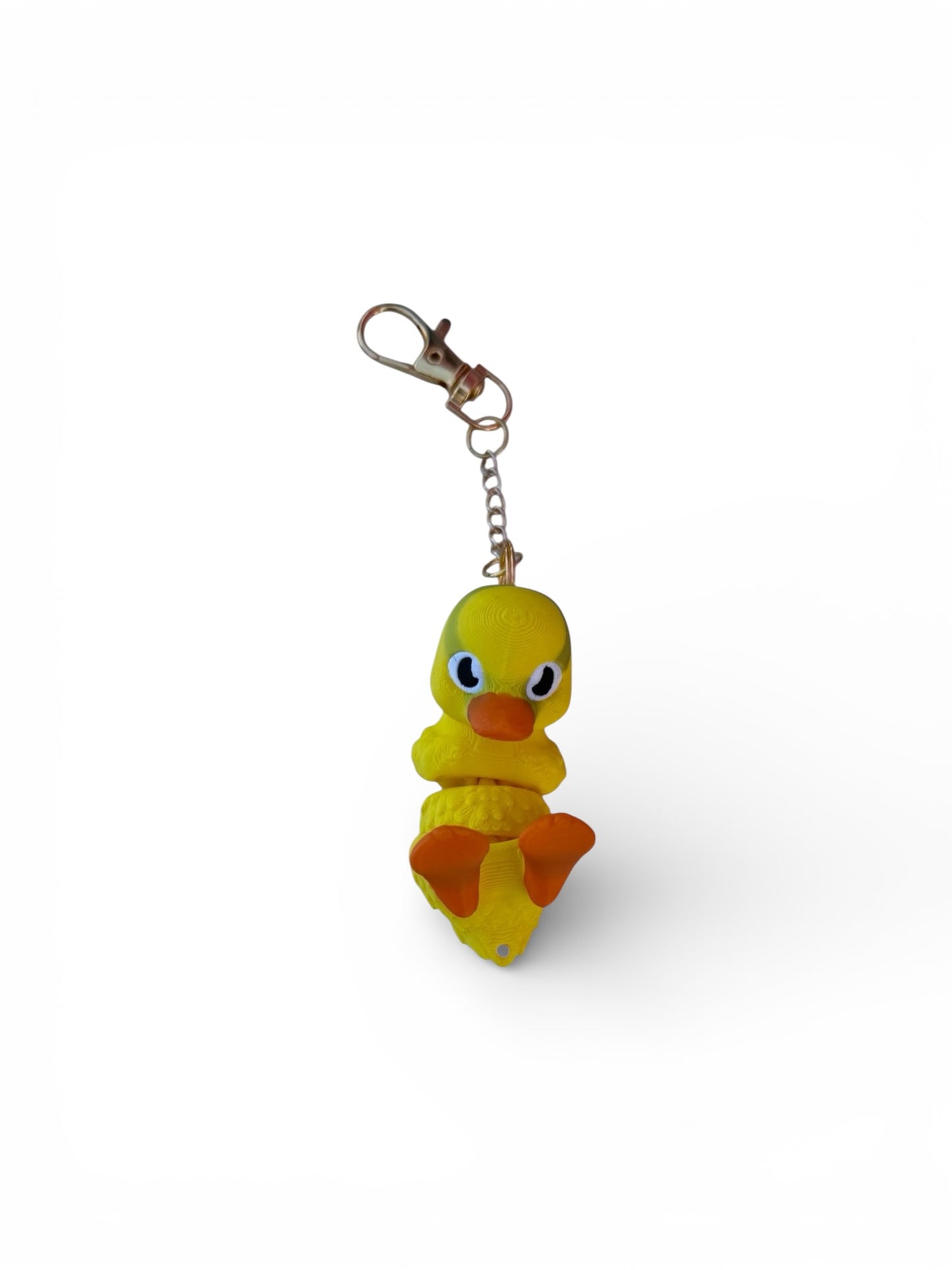 Yellow Duck FlexiPets™ Keychain with Lobster Clasp, Cute Animal Charm, Orange Feet and Beak