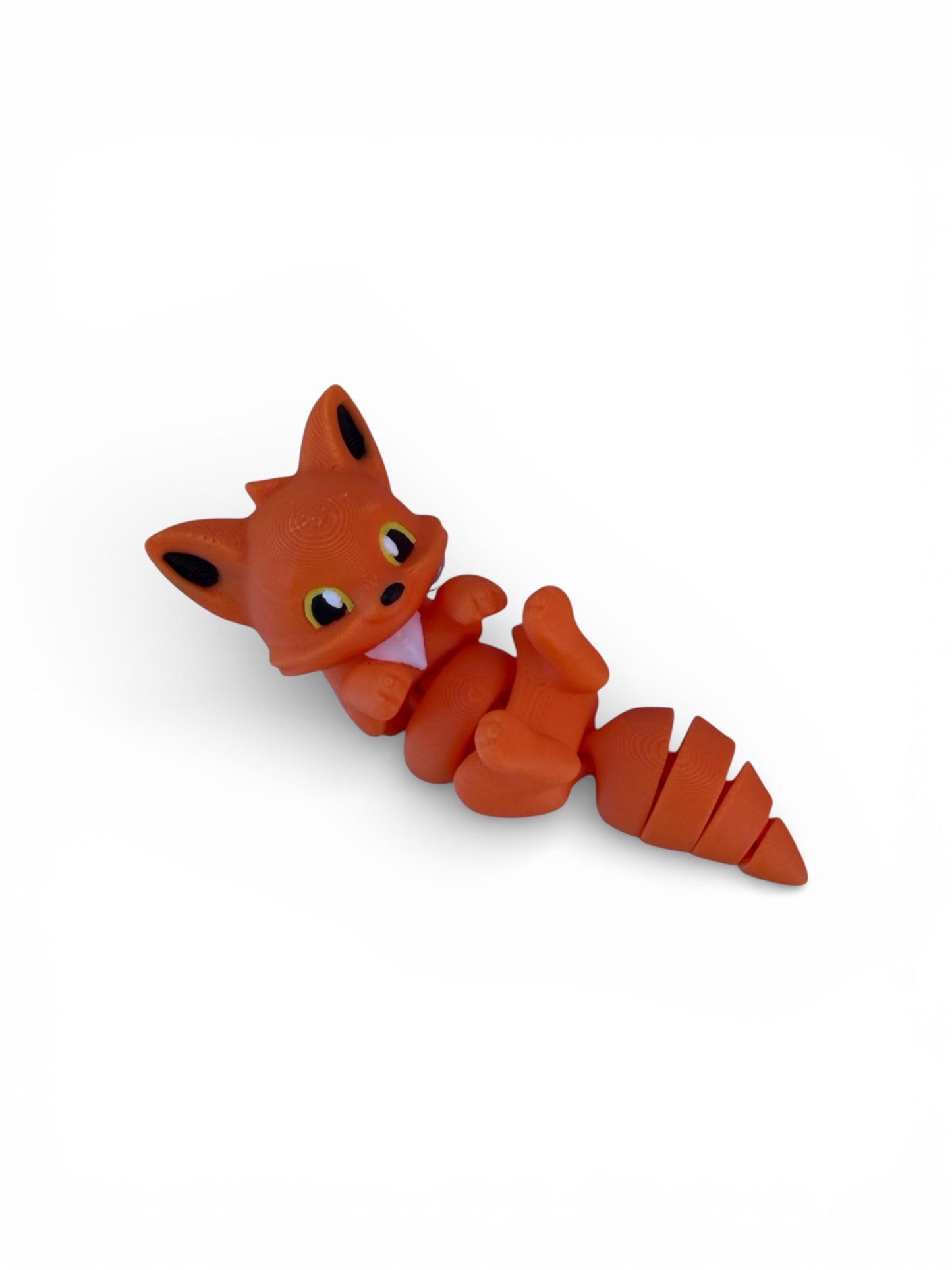 3D Printed Articulated Fox Keychain, Orange, Flexible Fidget Toy with Lobster Clasp, Cute Animal Figure
