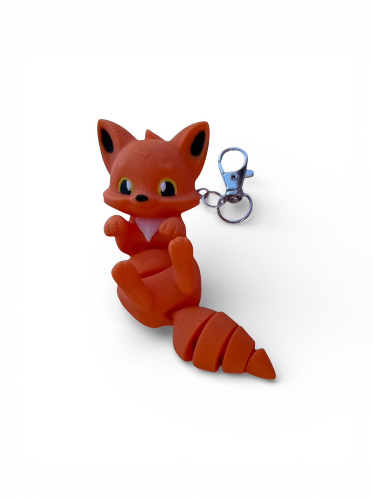 3D Printed Articulated Fox Keychain, Orange, Flexible Fidget Toy with Lobster Clasp, Cute Animal Figure