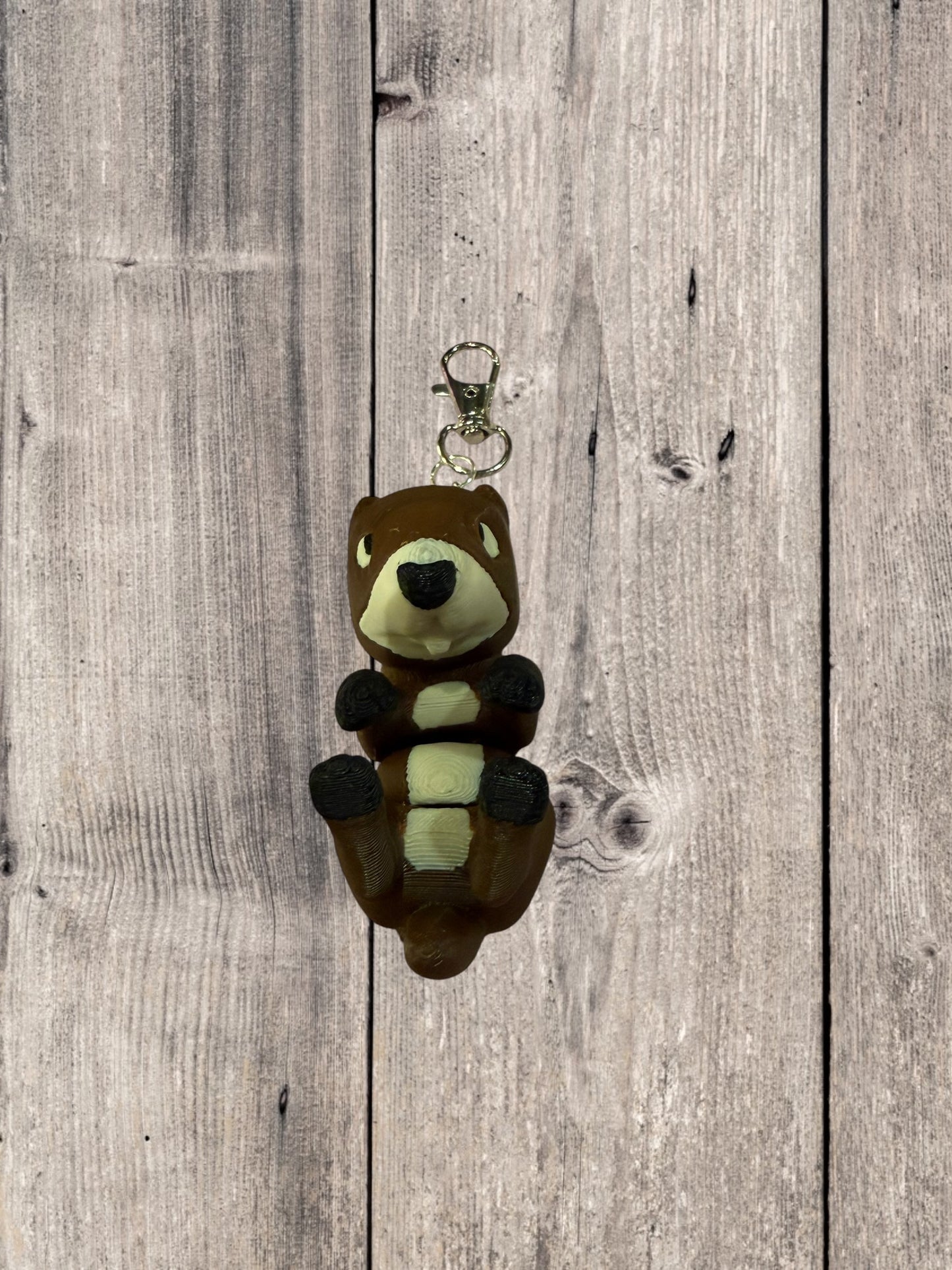 FlexiPets™ Articulated Animal Keychain Groundhog Design with Swivel Clasp