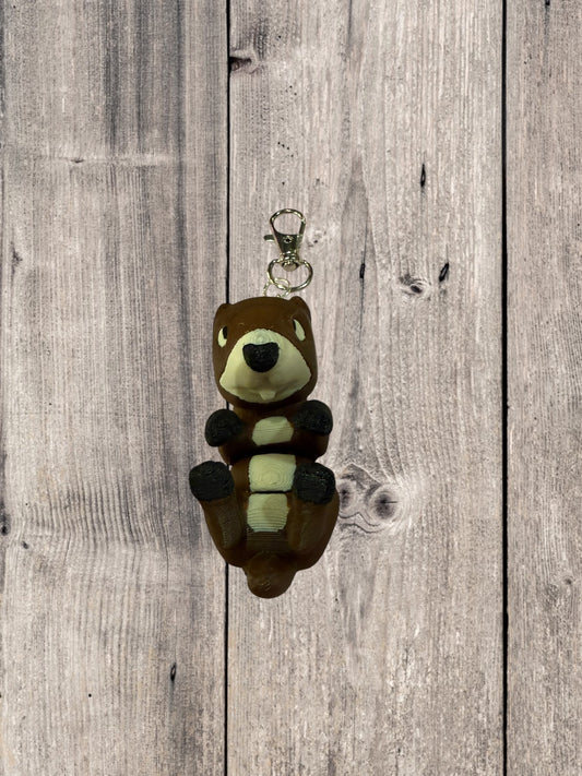 FlexiPets™ Articulated Animal Keychain Groundhog Design with Swivel Clasp