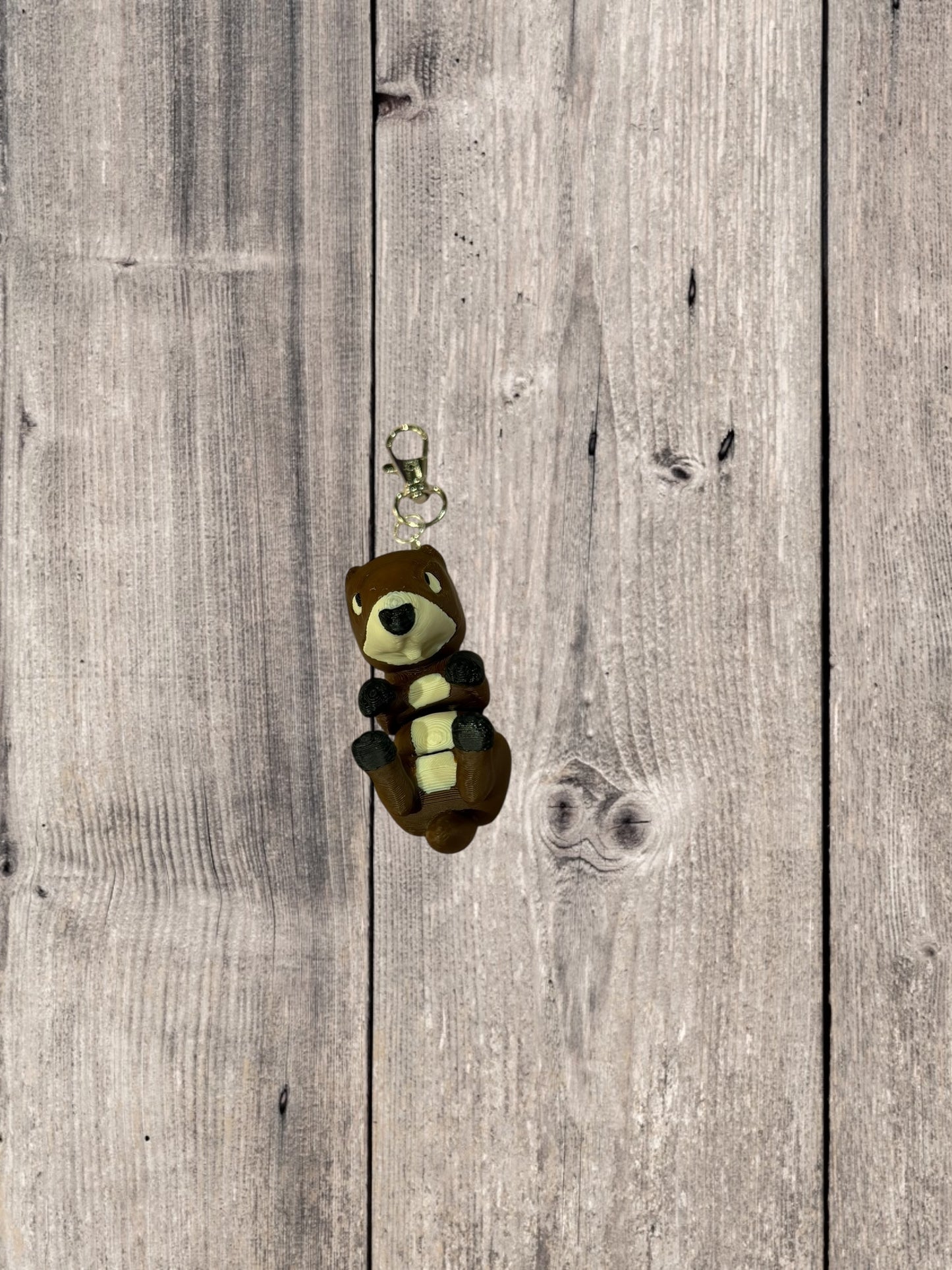 FlexiPets™ Articulated Animal Keychain Groundhog Design with Swivel Clasp