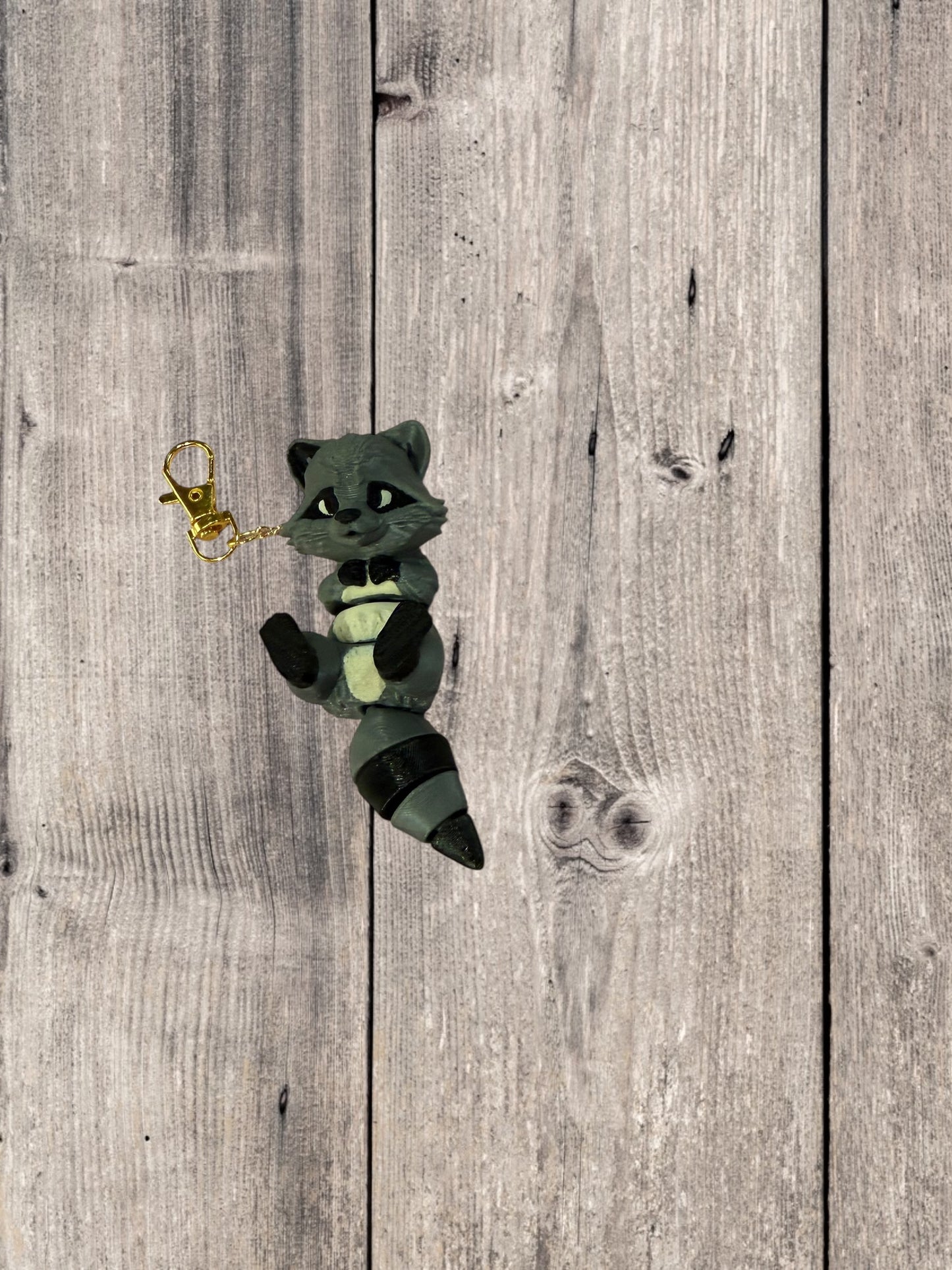 FlexiPets™ Raccoon Keychain Charm with Clasp