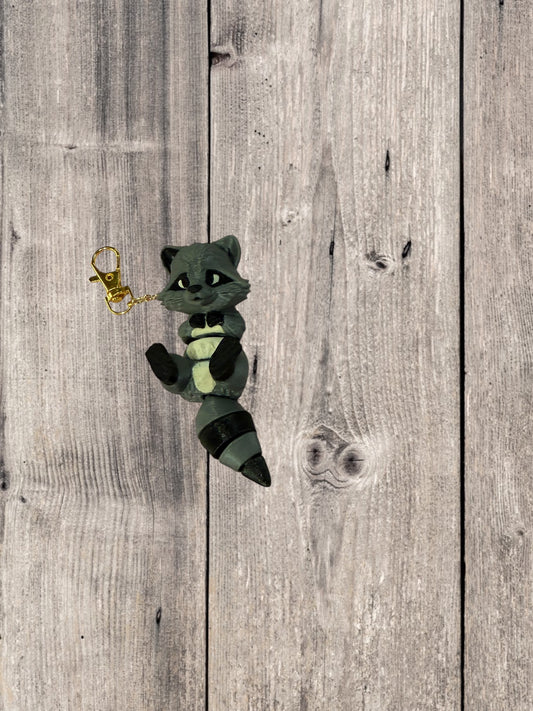 FlexiPets™ Raccoon Keychain Charm with Clasp