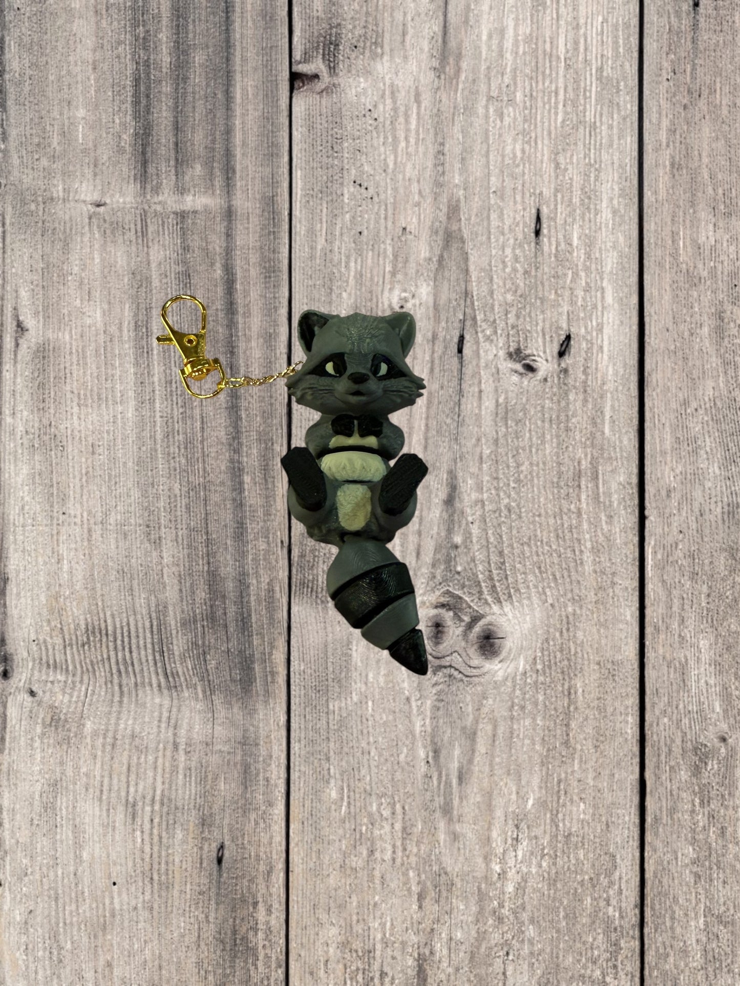 FlexiPets™ Raccoon Keychain Charm with Clasp