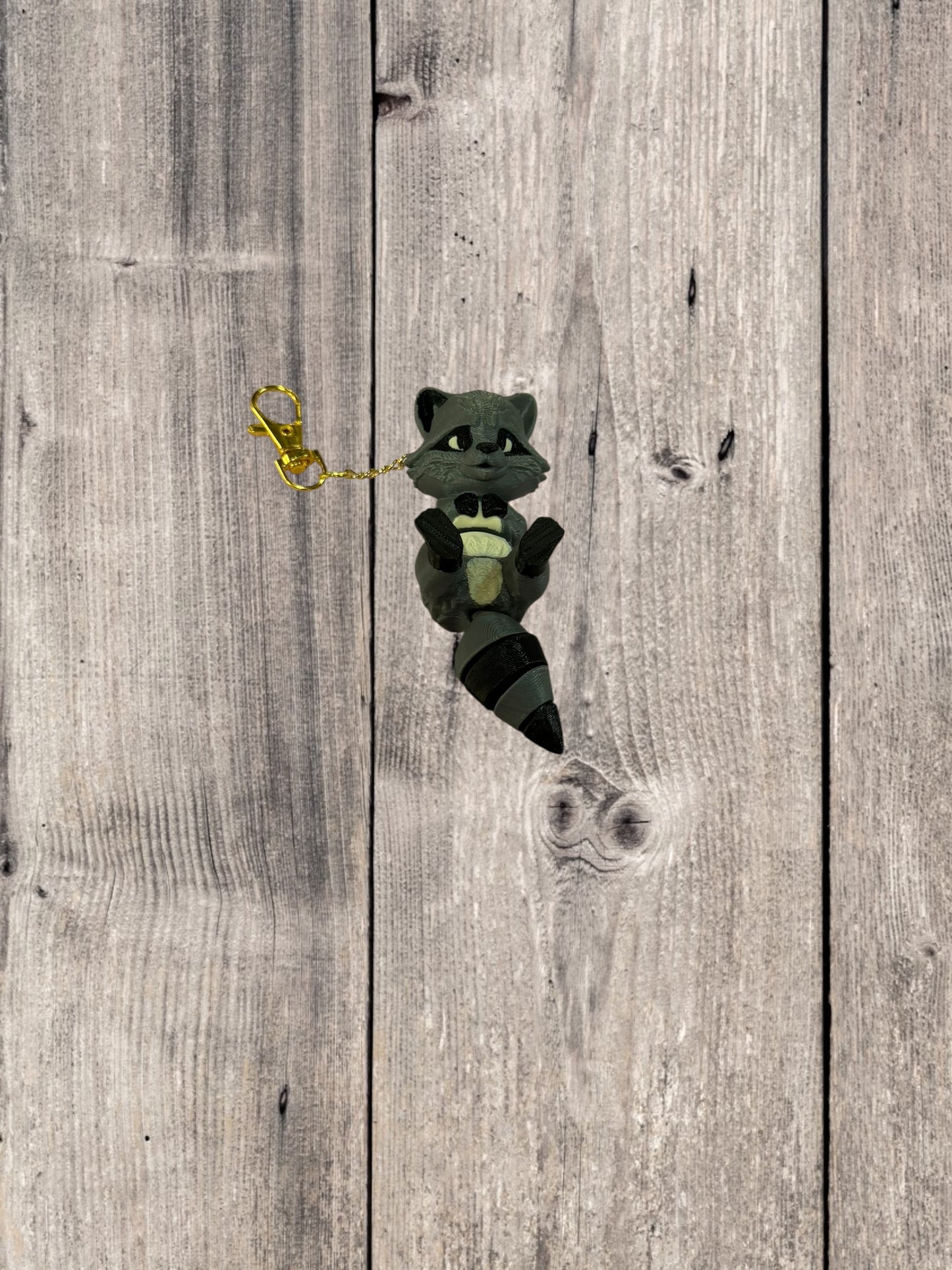 FlexiPets™ Raccoon Keychain Charm with Clasp