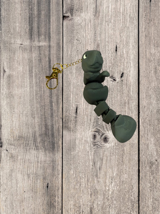 FlexiPets™ Articulated Manatee Keychain with Clasp, Gray Flexible Fidget Toy Charm
