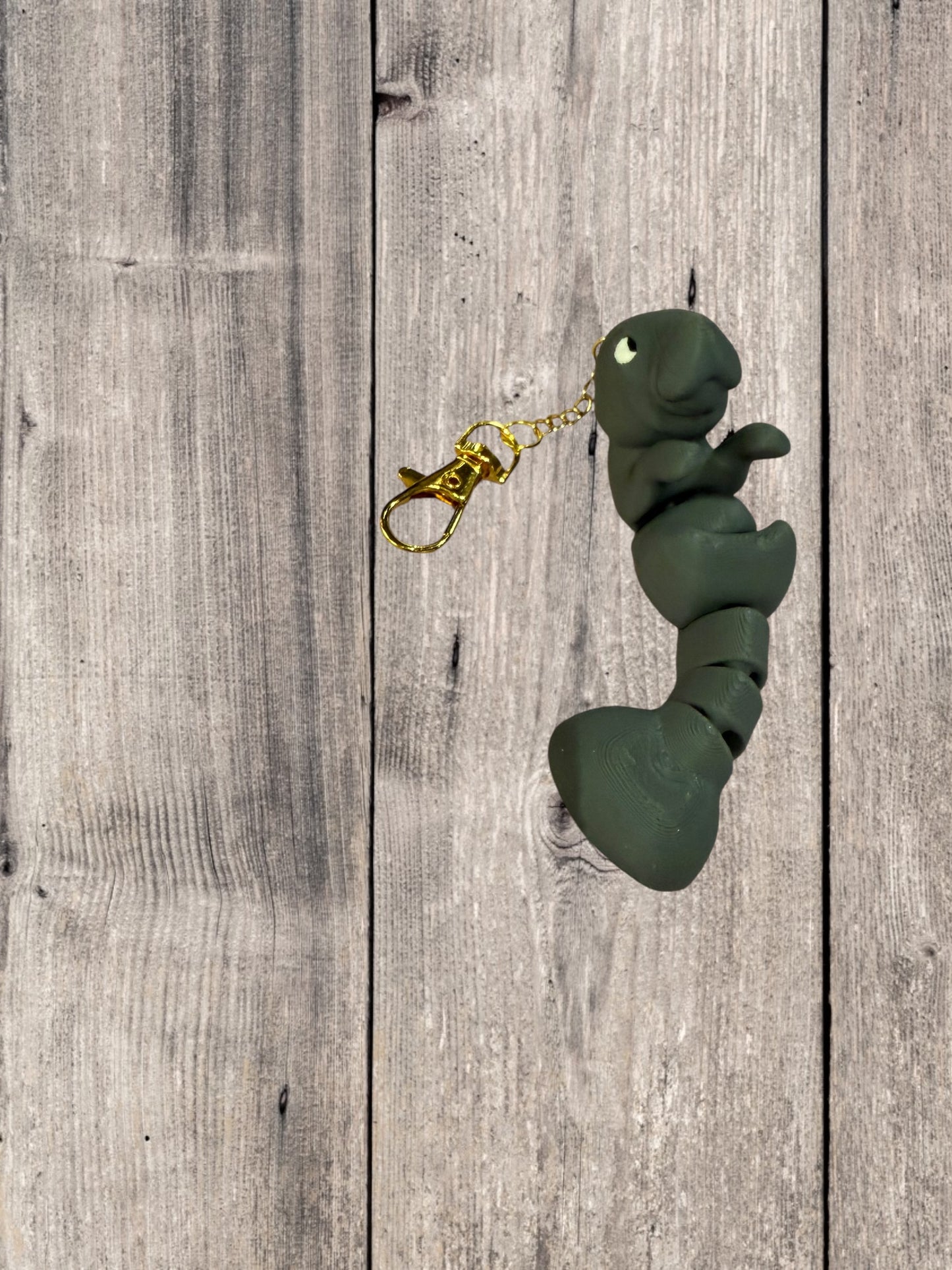 FlexiPets™ Articulated Manatee Keychain with Clasp, Gray Flexible Fidget Toy Charm