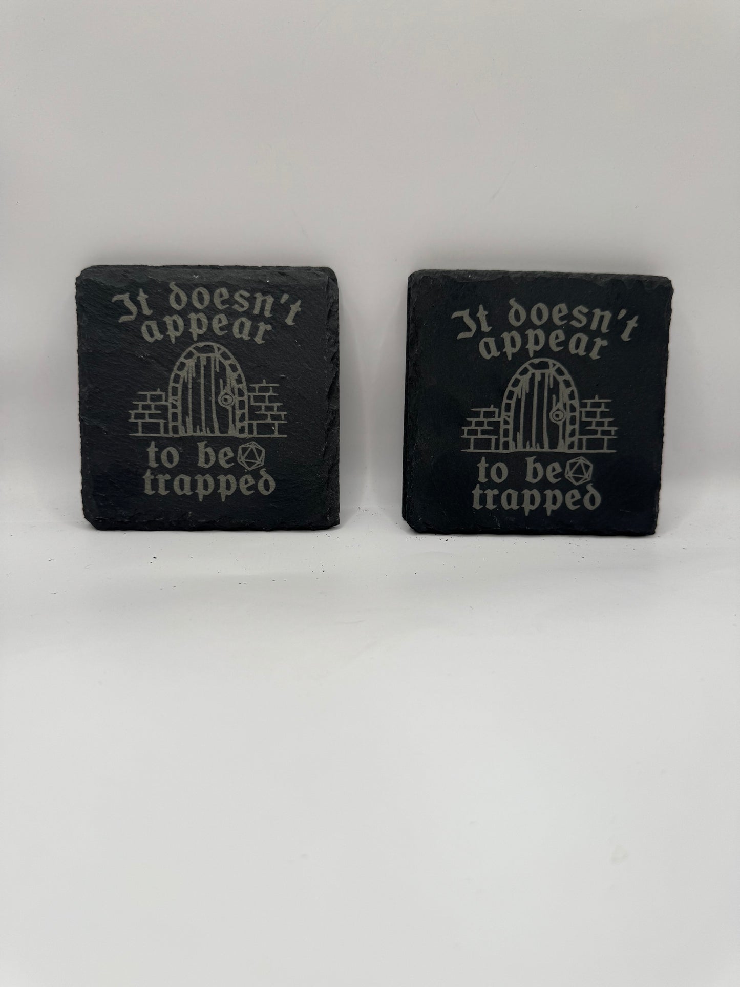 Natural Slate Drink Coasters, Black Stone, It Doesnt Appear to Be Trapped, Set of 4