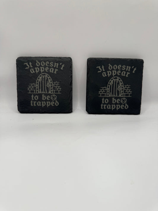 Natural Slate Drink Coasters, Black Stone, It Doesnt Appear to Be Trapped, Set of 4