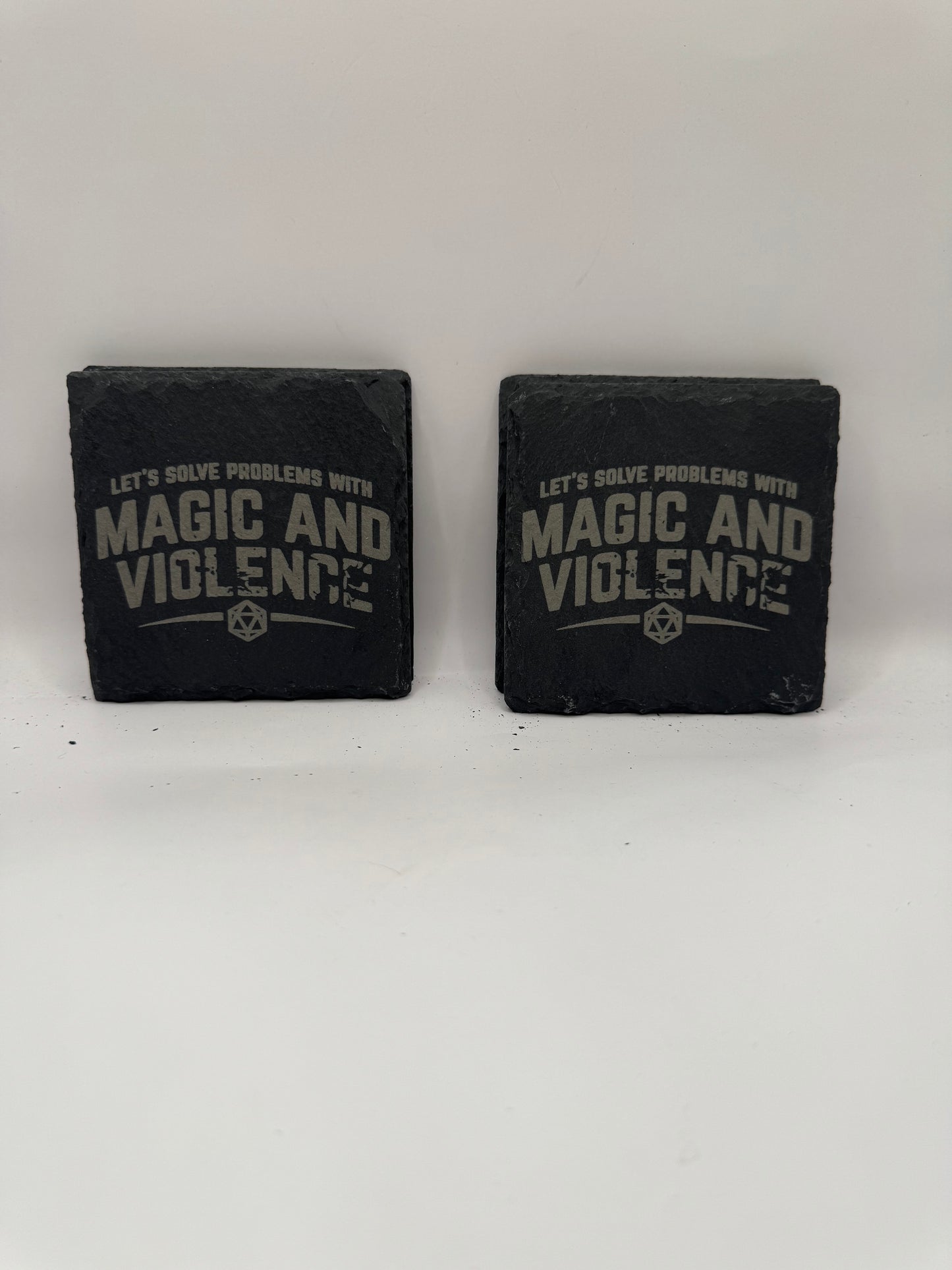 Magic and Violence Slate Coasters, Black, Set of 4