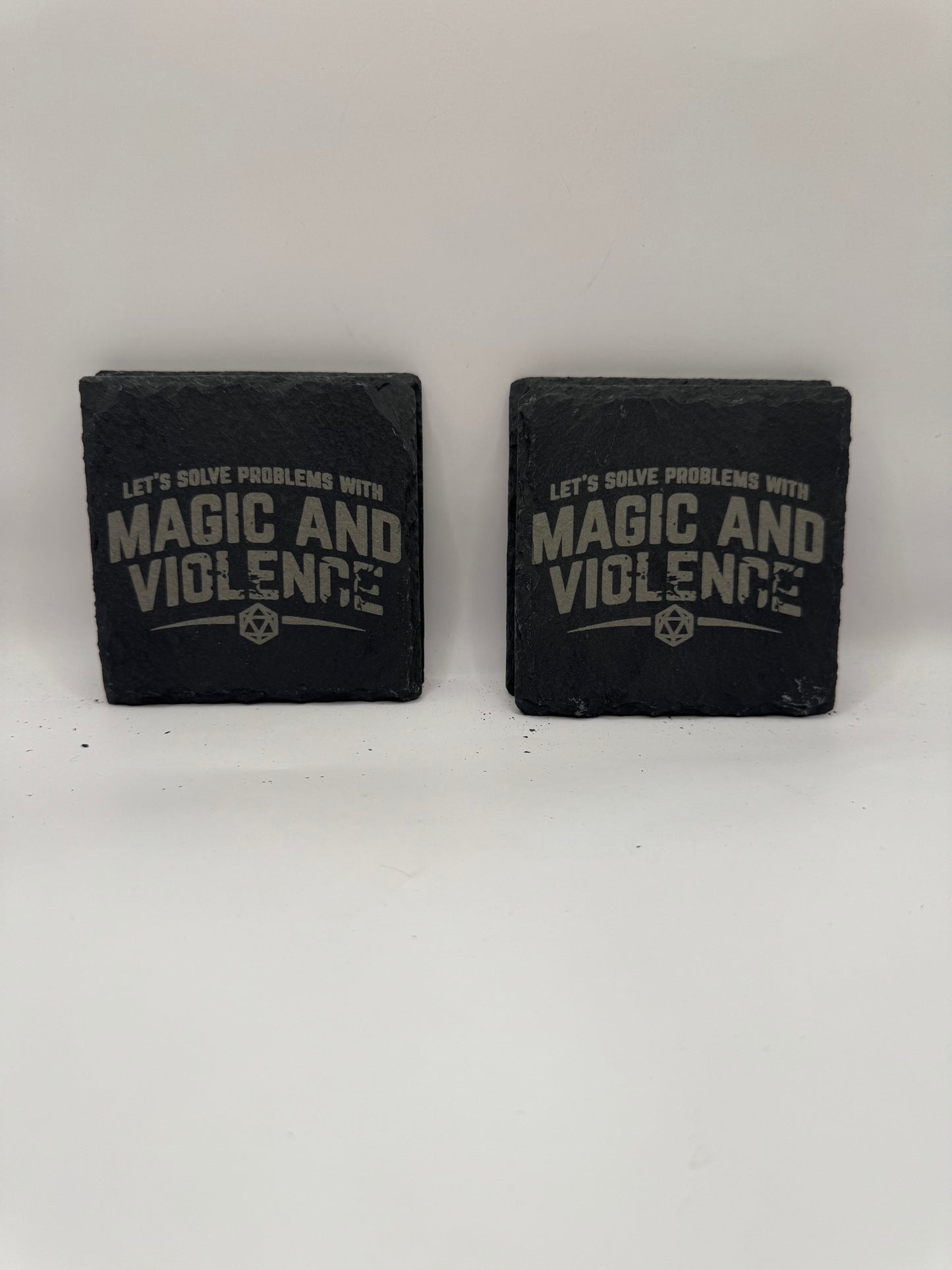 Magic and Violence Slate Coasters, Black, Set of 4