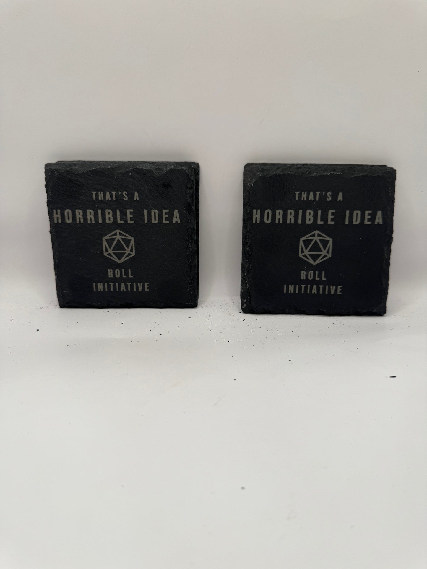 Natural Slate Decorative Coasters with Geometric Design, Black, Set of 4