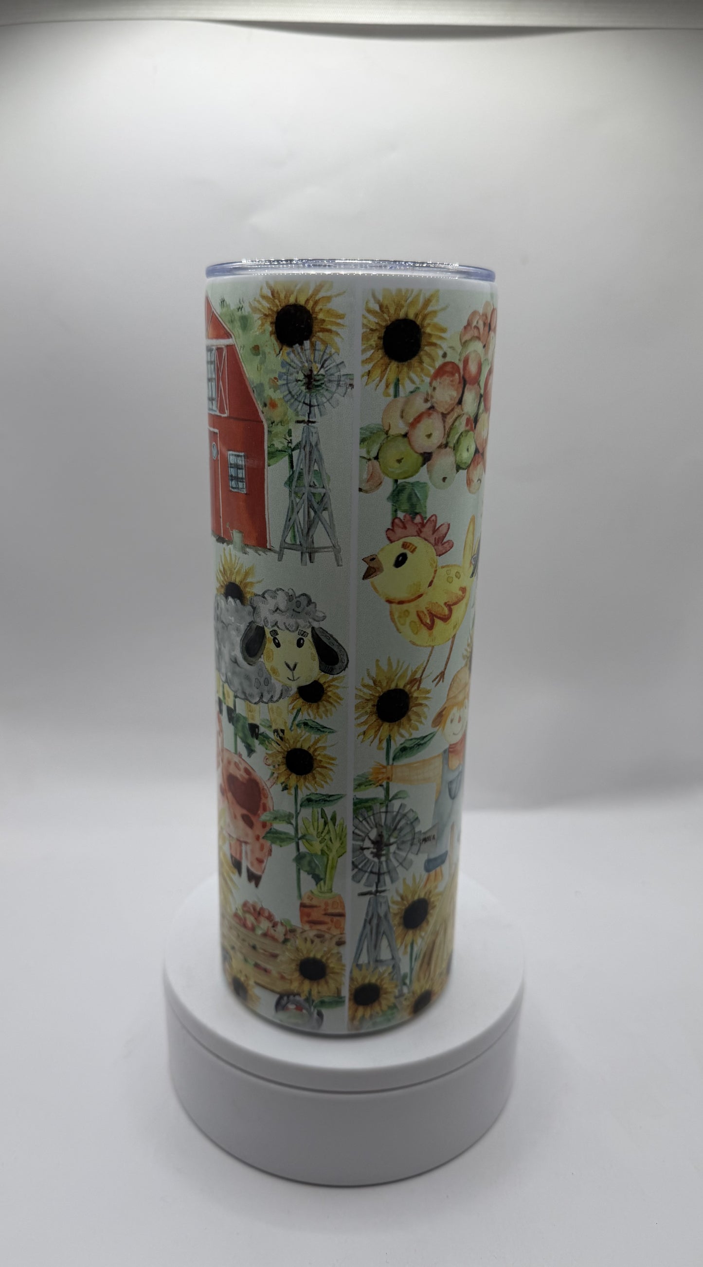 Farm Life Tumbler with Lid, 20oz Insulated Travel Cup, Sunflower Farm Theme Design