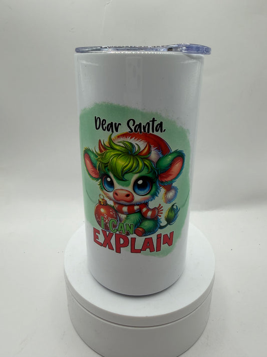 Dear Santa I Can Explain Christmas Tumbler, Stainless Steel with Colorful Holiday Design