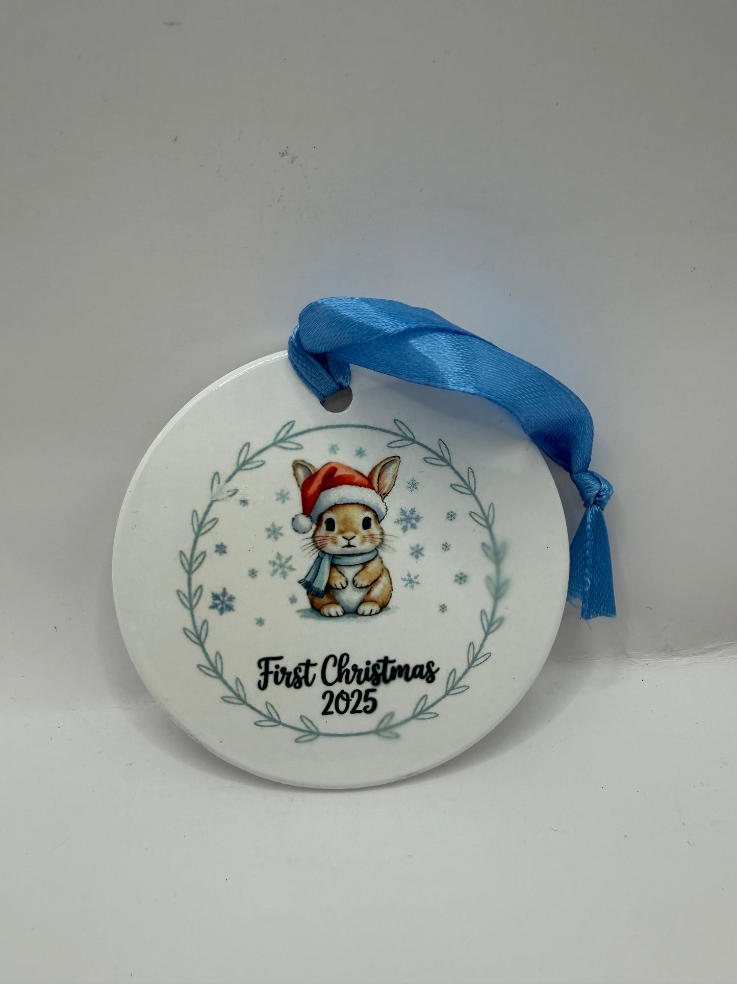 First Christmas 2025 Rabbit Ceramic Ornament