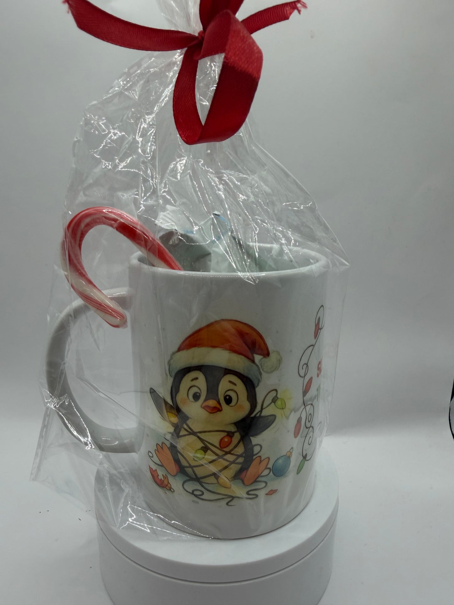 Christmas Holiday Mug with Penguin Design, White Ceramic, Festive Theme