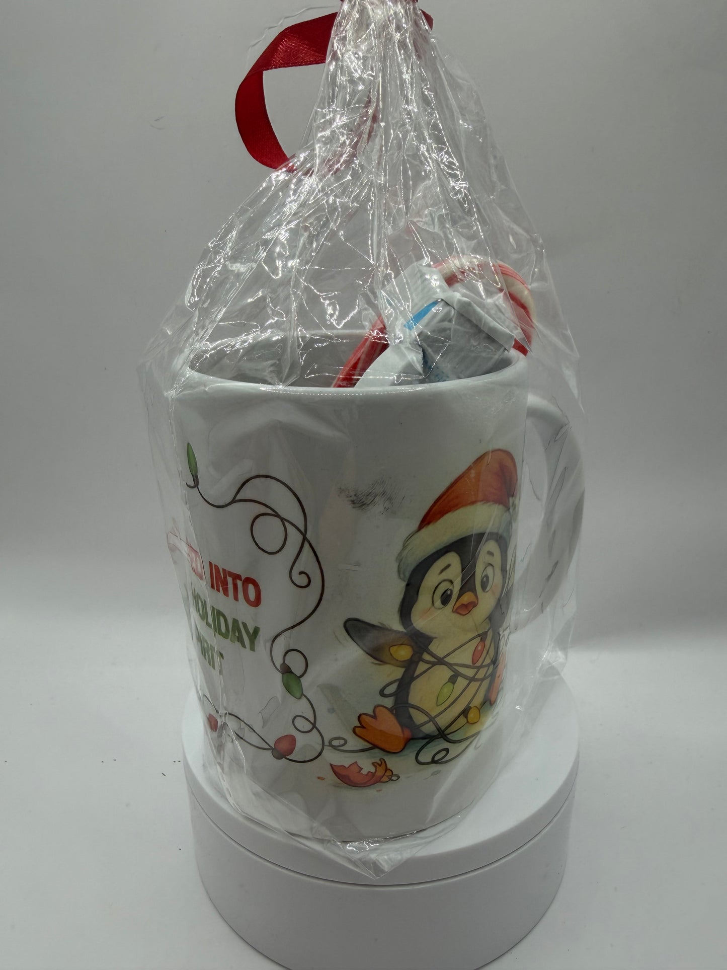 Christmas Holiday Mug with Penguin Design, White Ceramic, Festive Theme