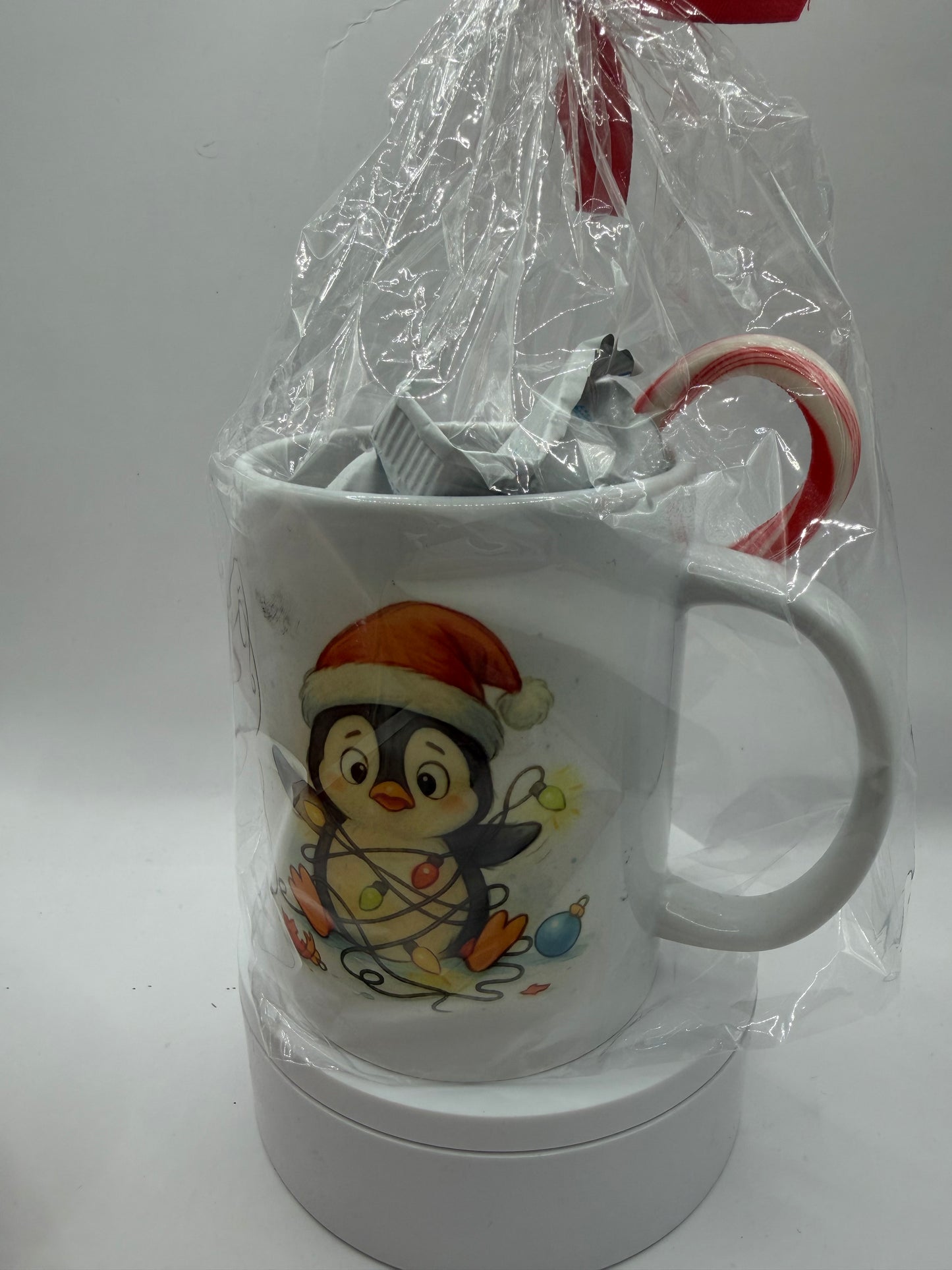 Christmas Holiday Mug with Penguin Design, White Ceramic, Festive Theme