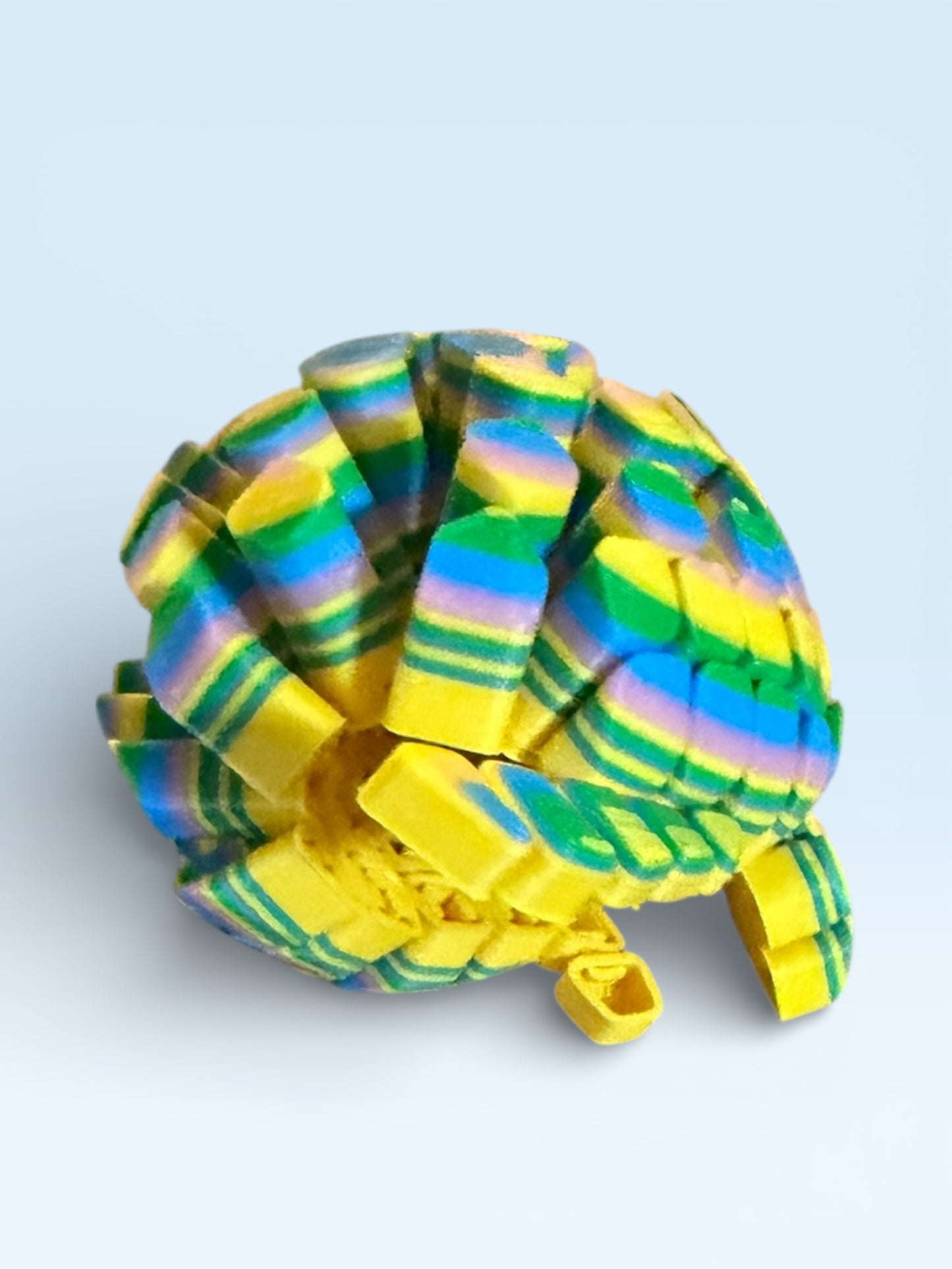 FlexiPet 3D Articulated Turtle Toy, Rainbow Multicolor Striped Design, Flexible Fidget Figure
