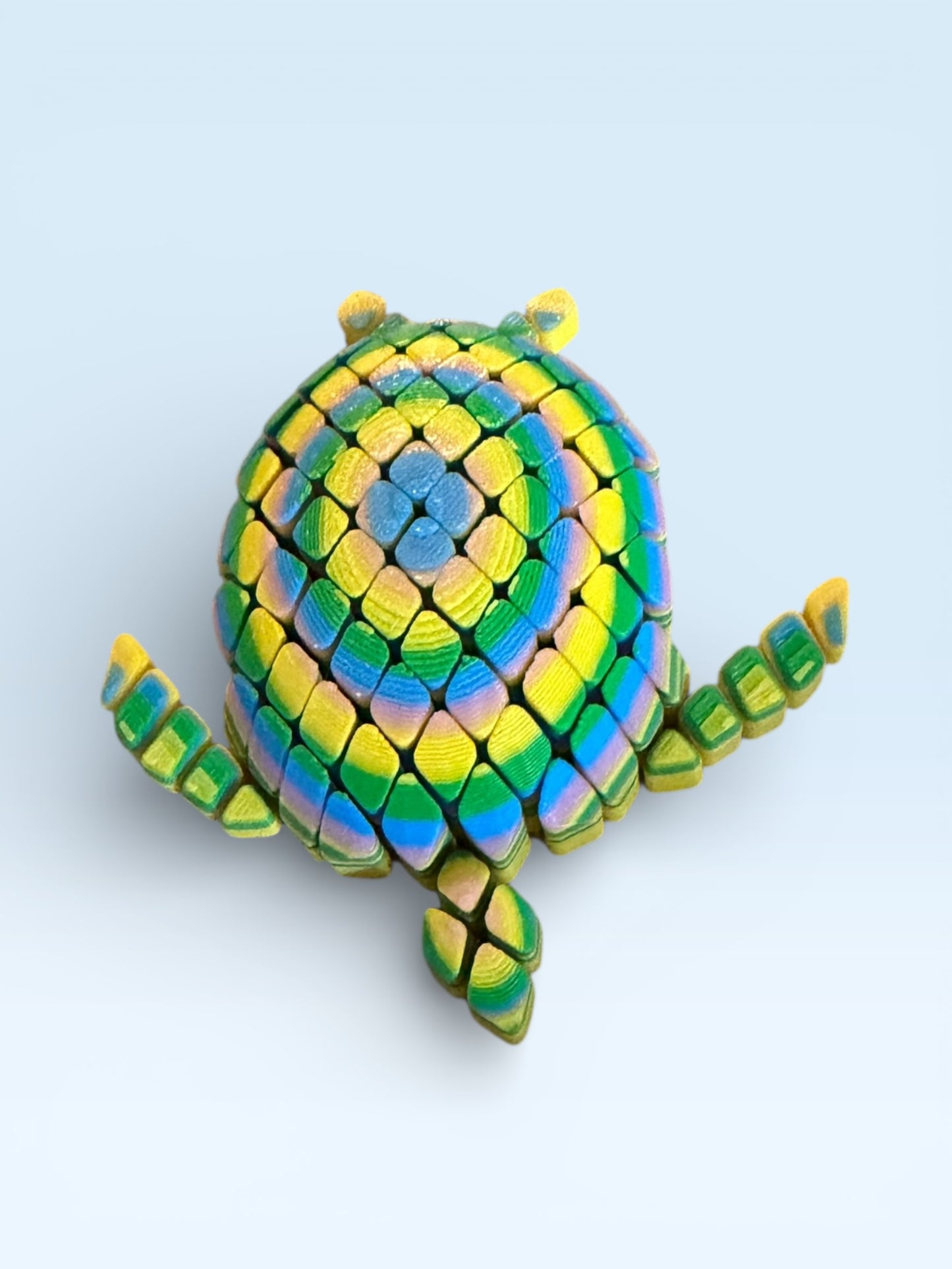 FlexiPet 3D Articulated Turtle Toy, Rainbow Multicolor Striped Design, Flexible Fidget Figure