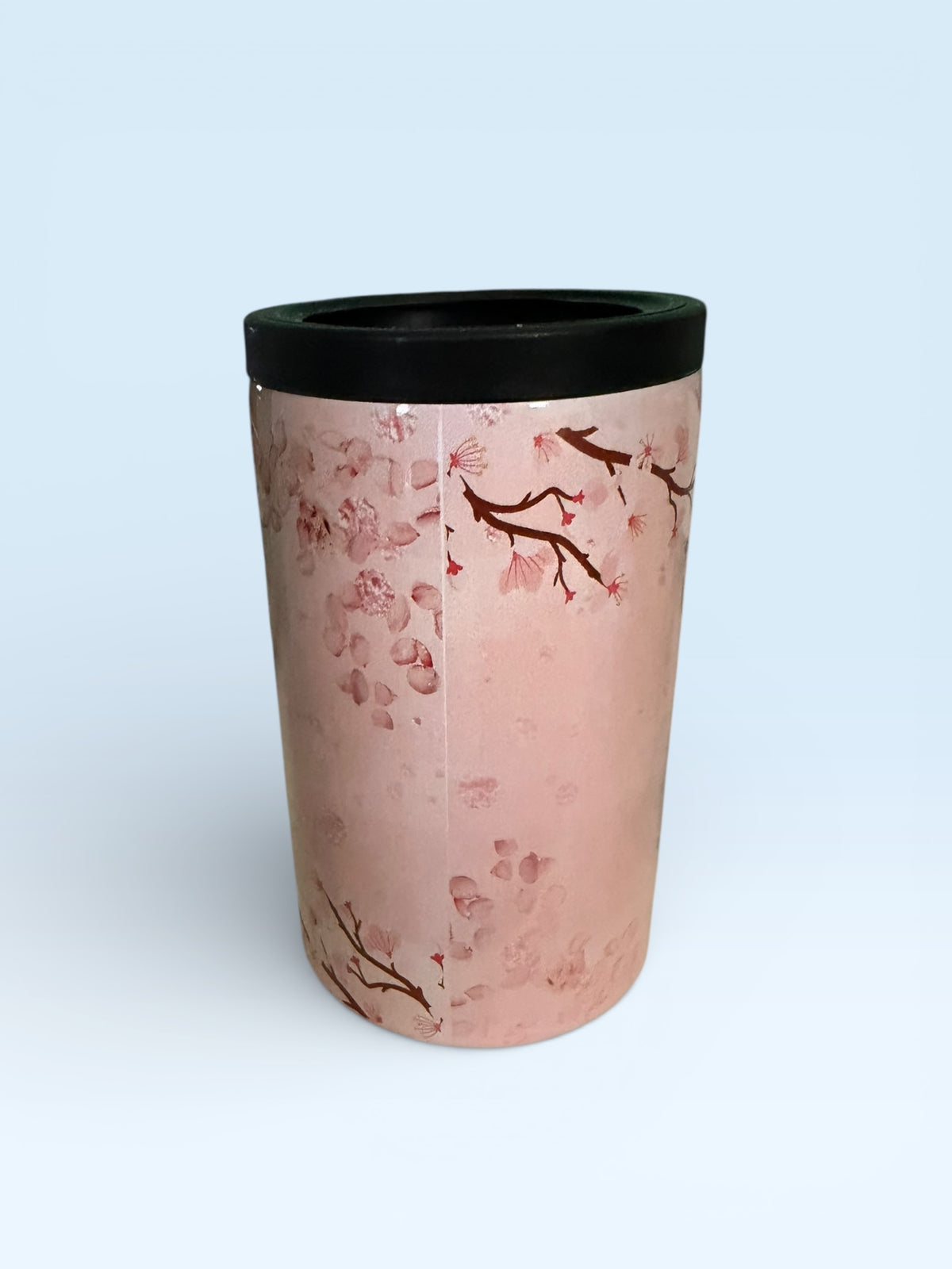 Nurse Squad Insulated Can Cooler, Pink with Messy Bun Girl Design, Stainless Steel Beverage Holder with Black Rim