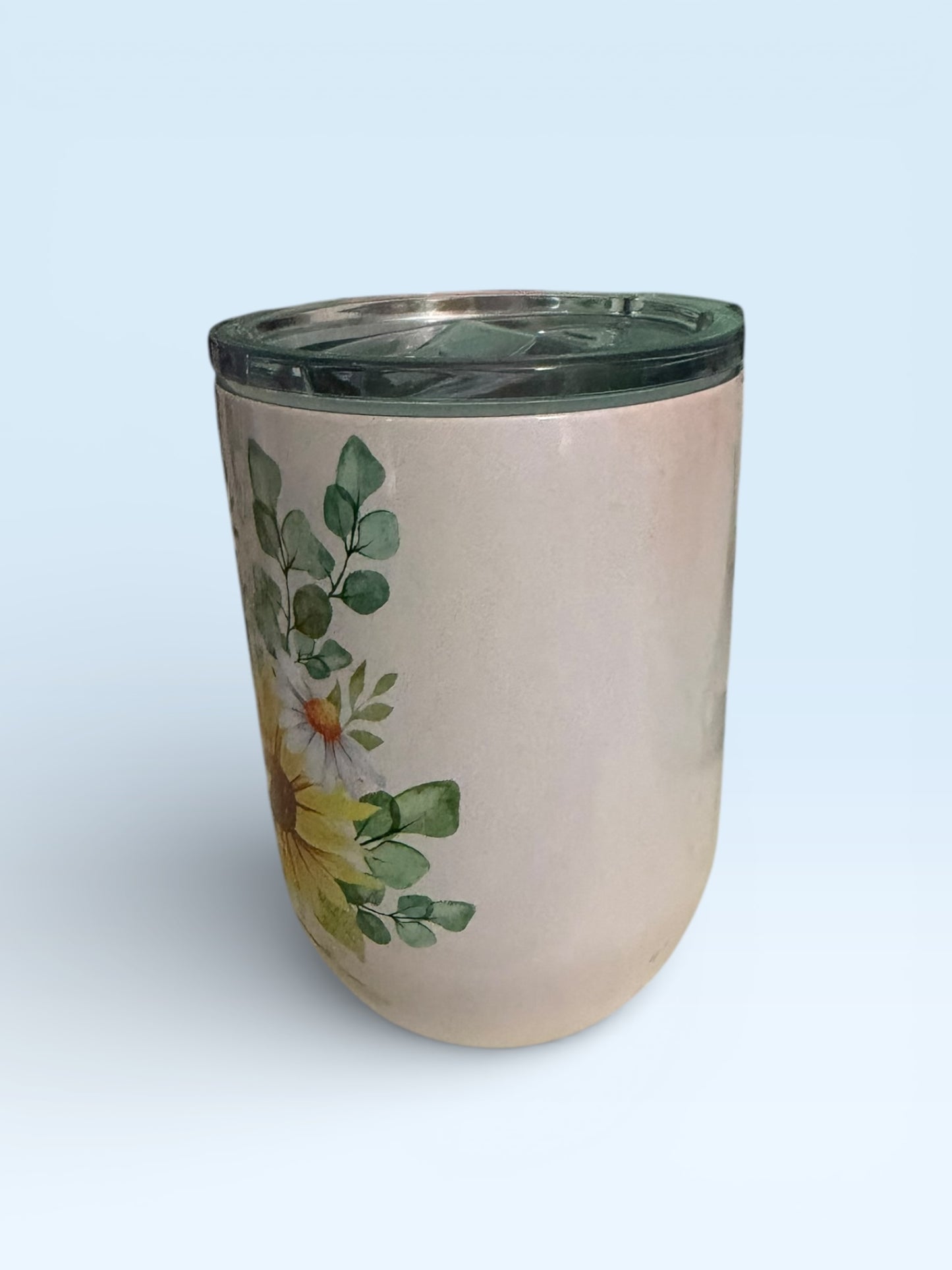 Stainless Steel Wine Tumbler with Lid, Sunflower