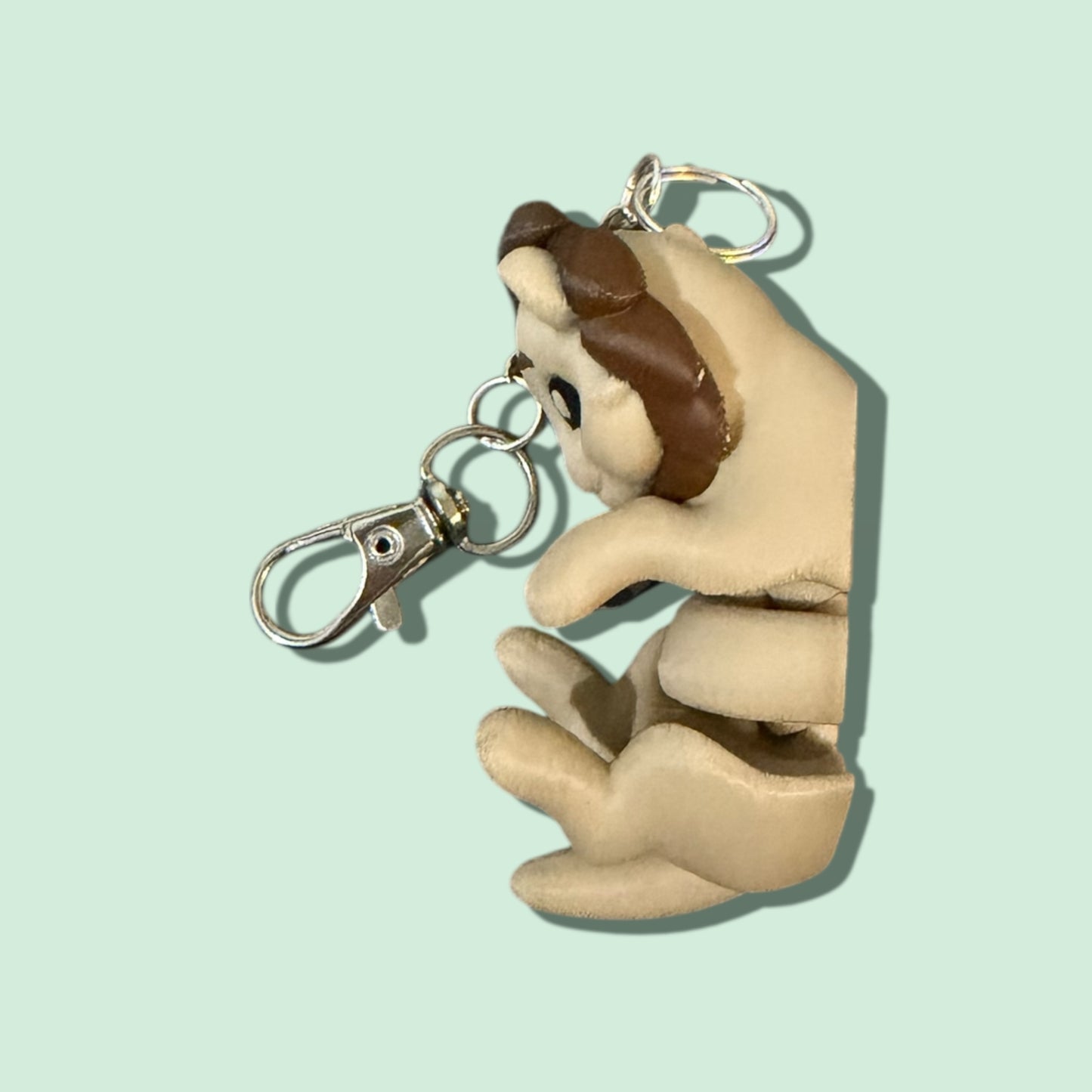 Cute FlexiPets™ Lion Keychain with Lobster Clasp, Articulating Tan and Brown Animal Charm Accessory