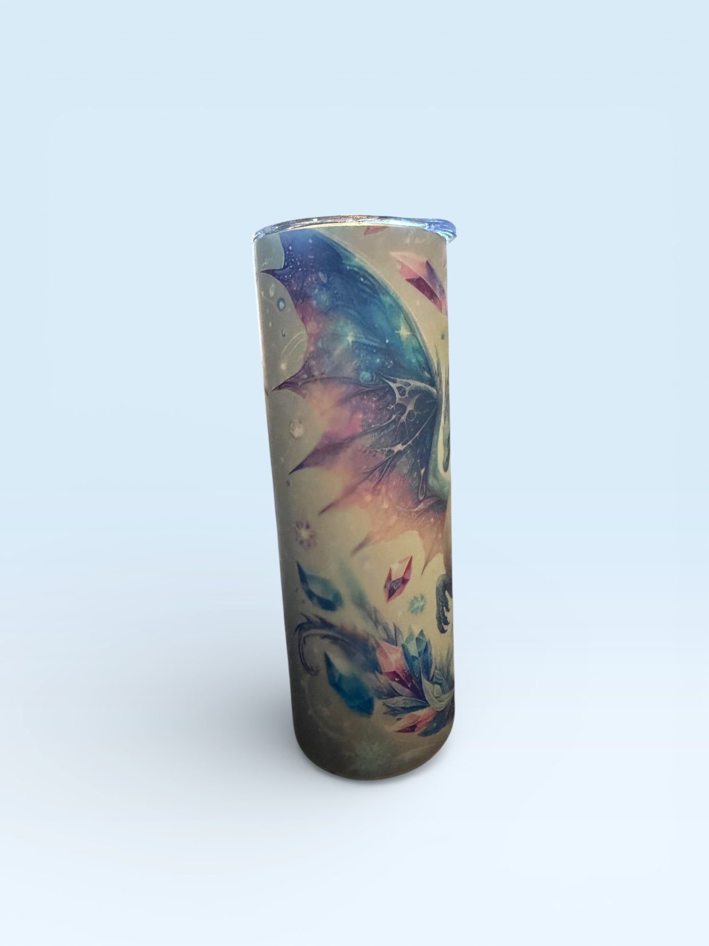 Glow in the Dark Tumbler, Fantasy Dragon Design, Insulated Stainless Steel Travel Mug with Lid