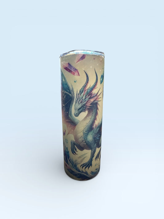 Glow in the Dark Tumbler, Fantasy Dragon Design, Insulated Stainless Steel Travel Mug with Lid