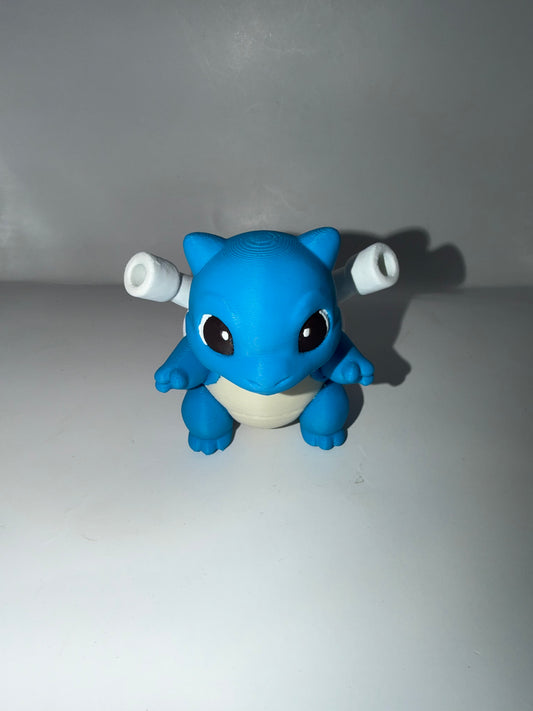 3D Printed Blastoise Figure, Blue and White, Collectible Pokemon-Inspired Figurine