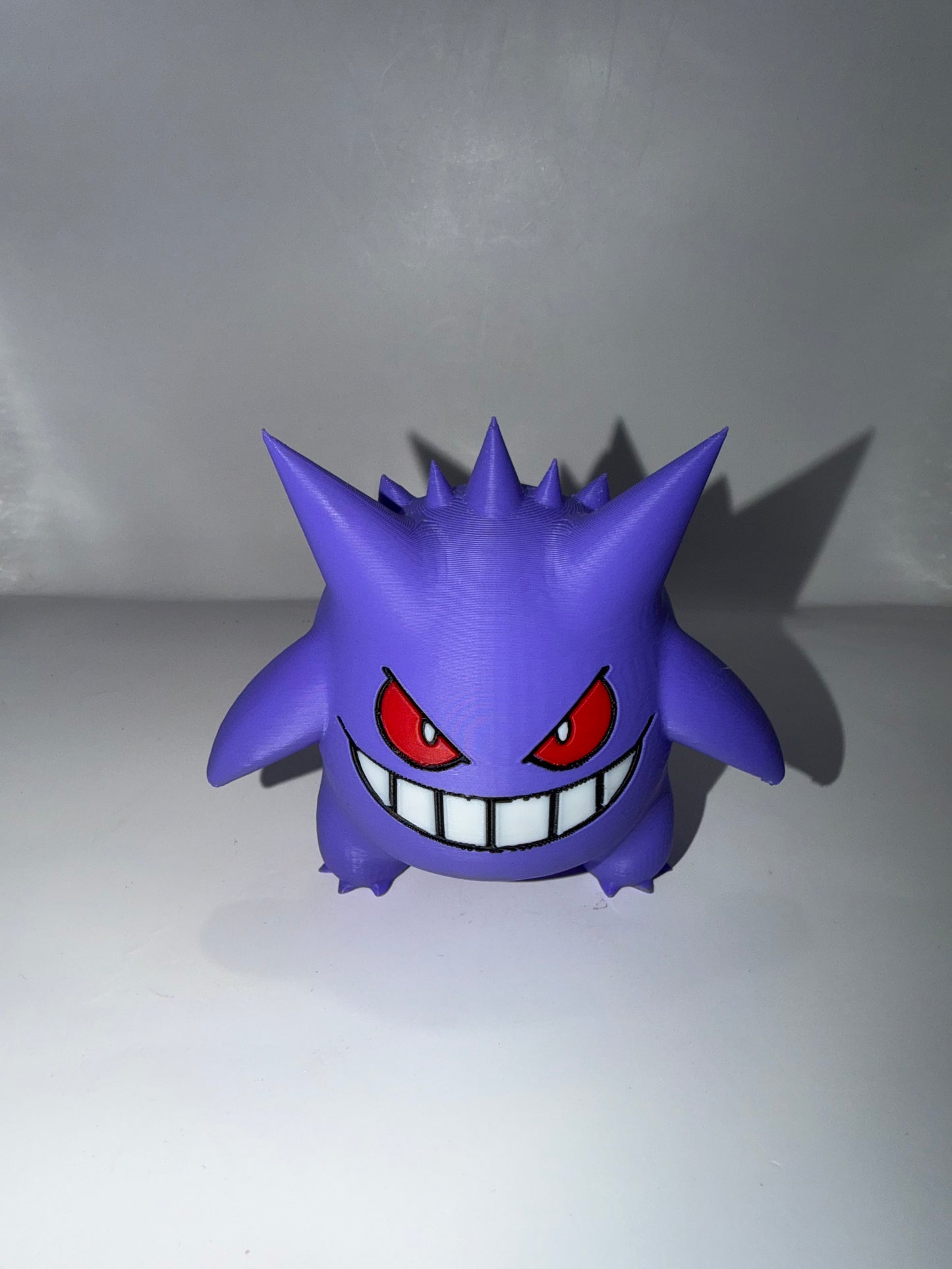 3D Printed Gengar Ghost Figurine, Purple, Anime Collectible Desk Decor, Fan Art Sculpture