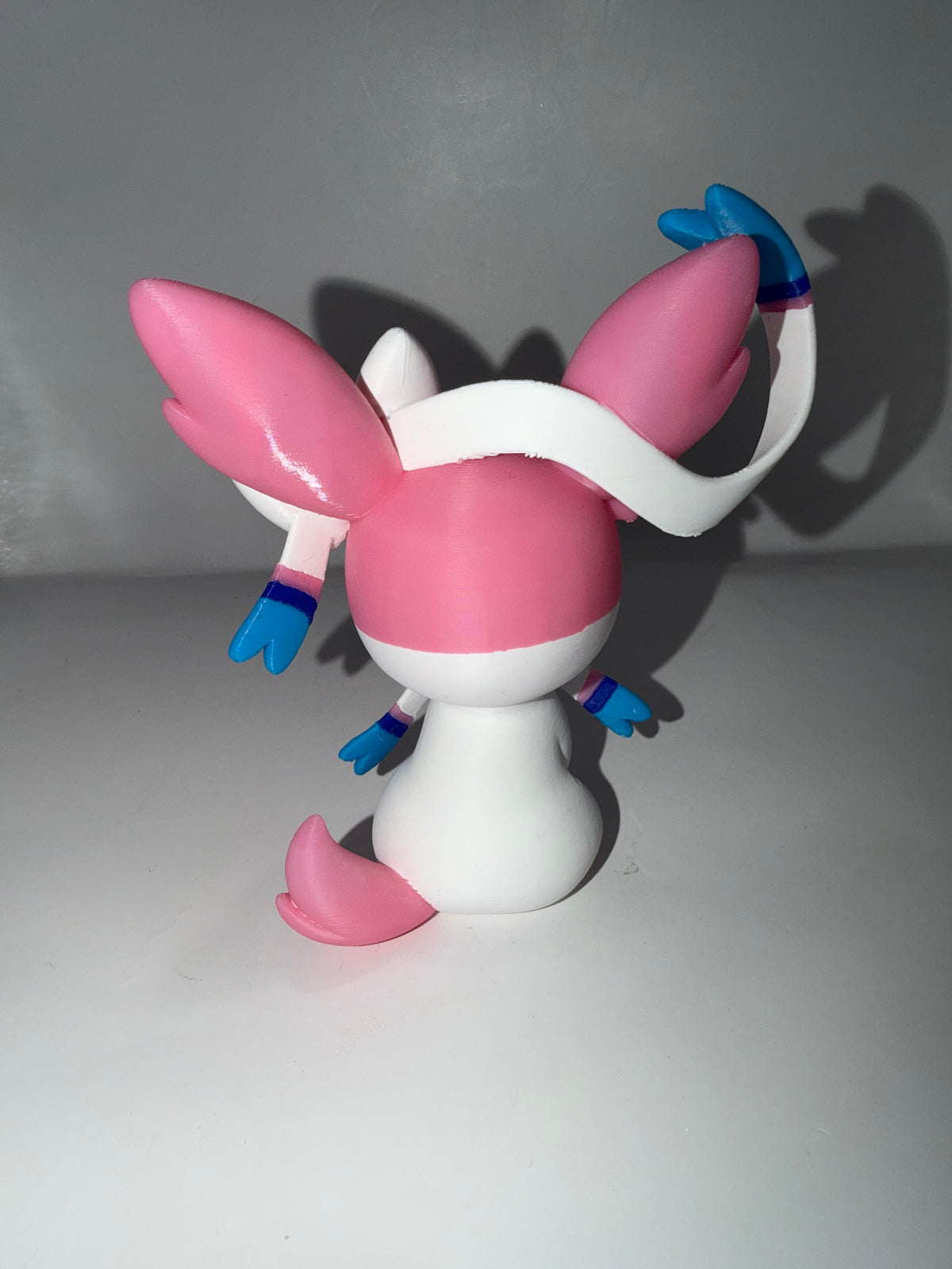 3D Printed Sylveon Figure, Pink and White, Articulated Collectible Figurine