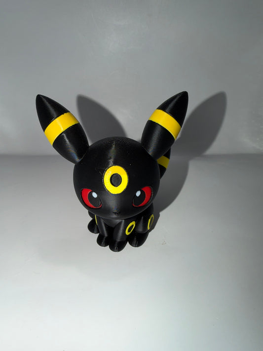 3D Printed Umbreon Figure, Black and Yellow, Collectible Pokemon Fan Art Statue