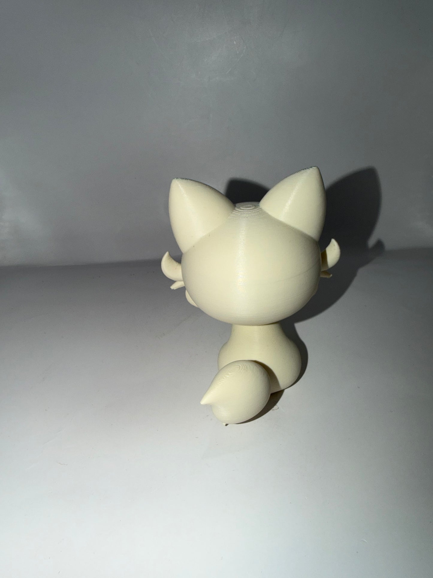 3D Printed Sprigatito Pokemon Figure, White and Green, Collectible Toy Statue